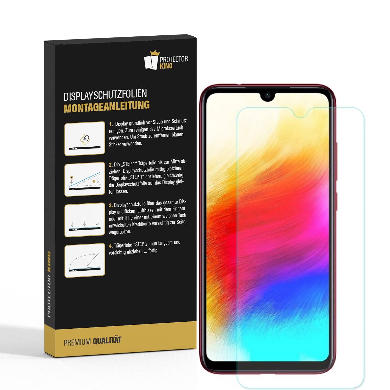 2x Panzerfolie für Xiaomi Redmi Note 7 ANTI-SCHOCK Displayschutzfolie HD KLAR