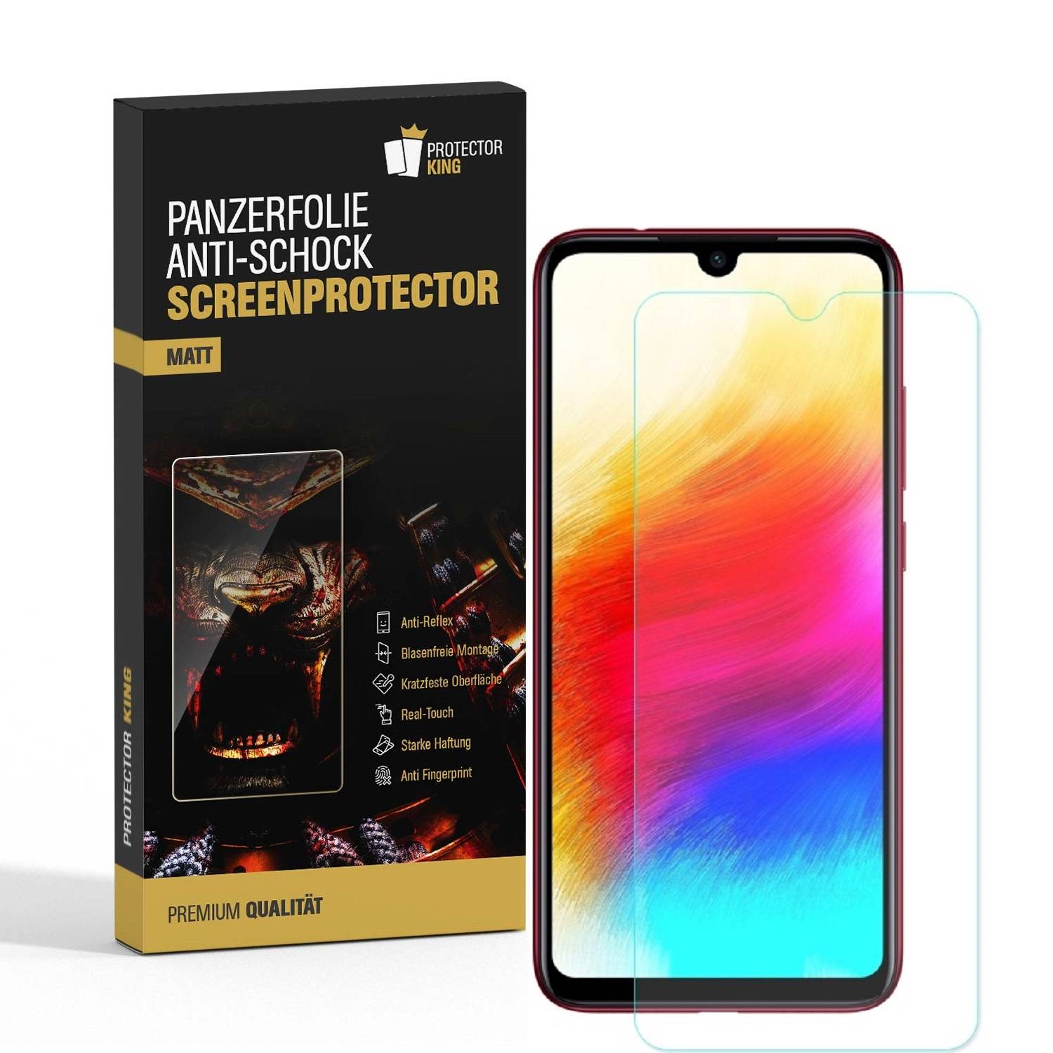 3x Panzerfolie für Xiaomi Redmi Note 7 ANTI-SCHOCK Displayschutzfolie MATT