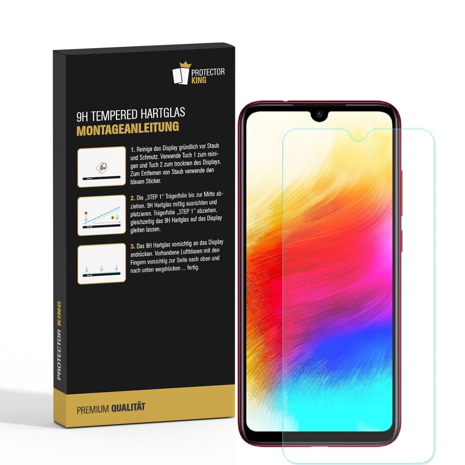 2x 9H Hartglas für Xiaomi Redmi Note 7 Panzerfolie Displayglas Schutzglas KLAR Panzerglas Schutzfolie