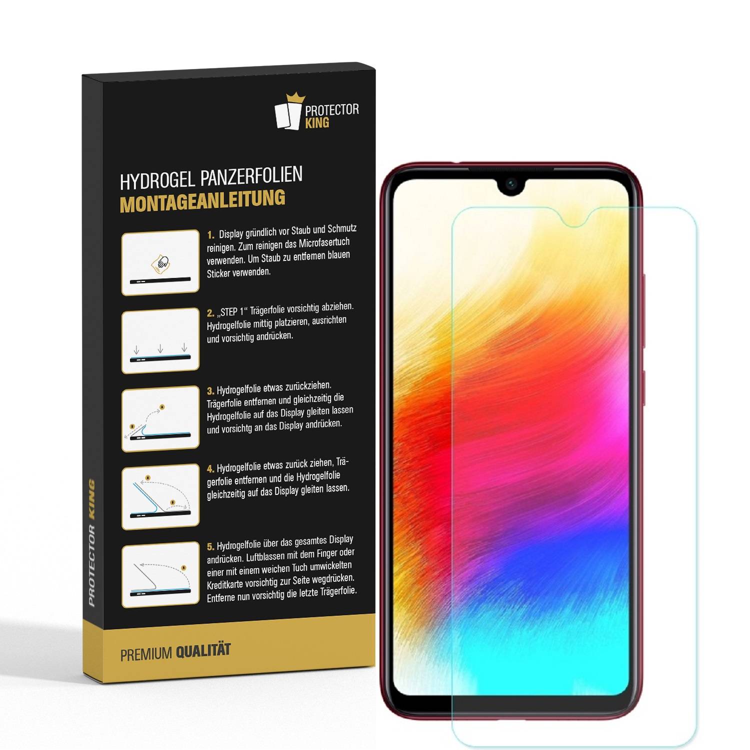 1x Hydrogel-Glass für Xiaomi Redmi Note 7 Selbstheilend für Micro Kratzer 3D KLAR Panzerfolie Displayschutz Schutzfolie Screen-Protector