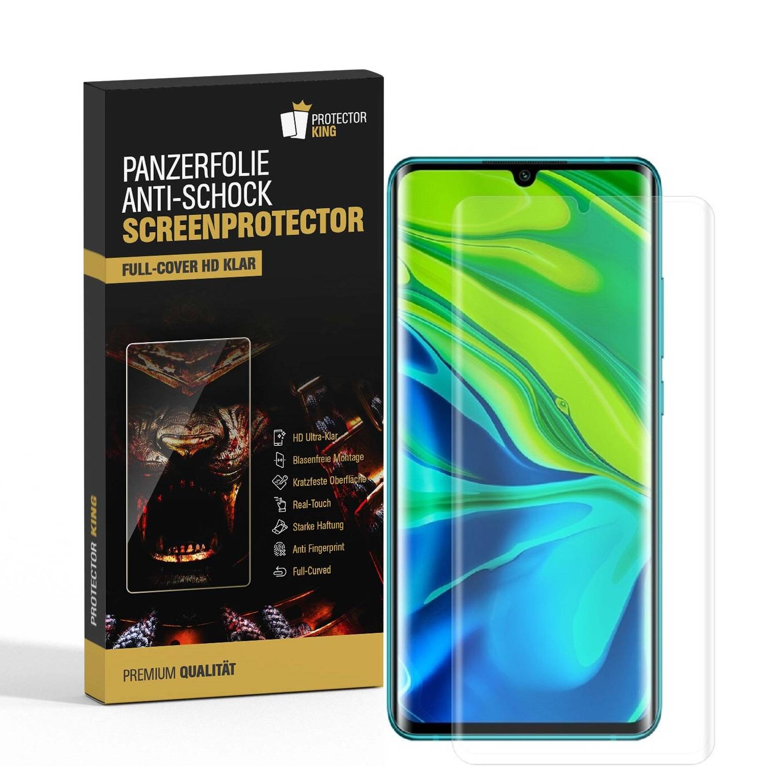 6x Panzerfolie für Xiaomi Mi Note 10 FULL COVER Displayschutzfolie HD KLAR