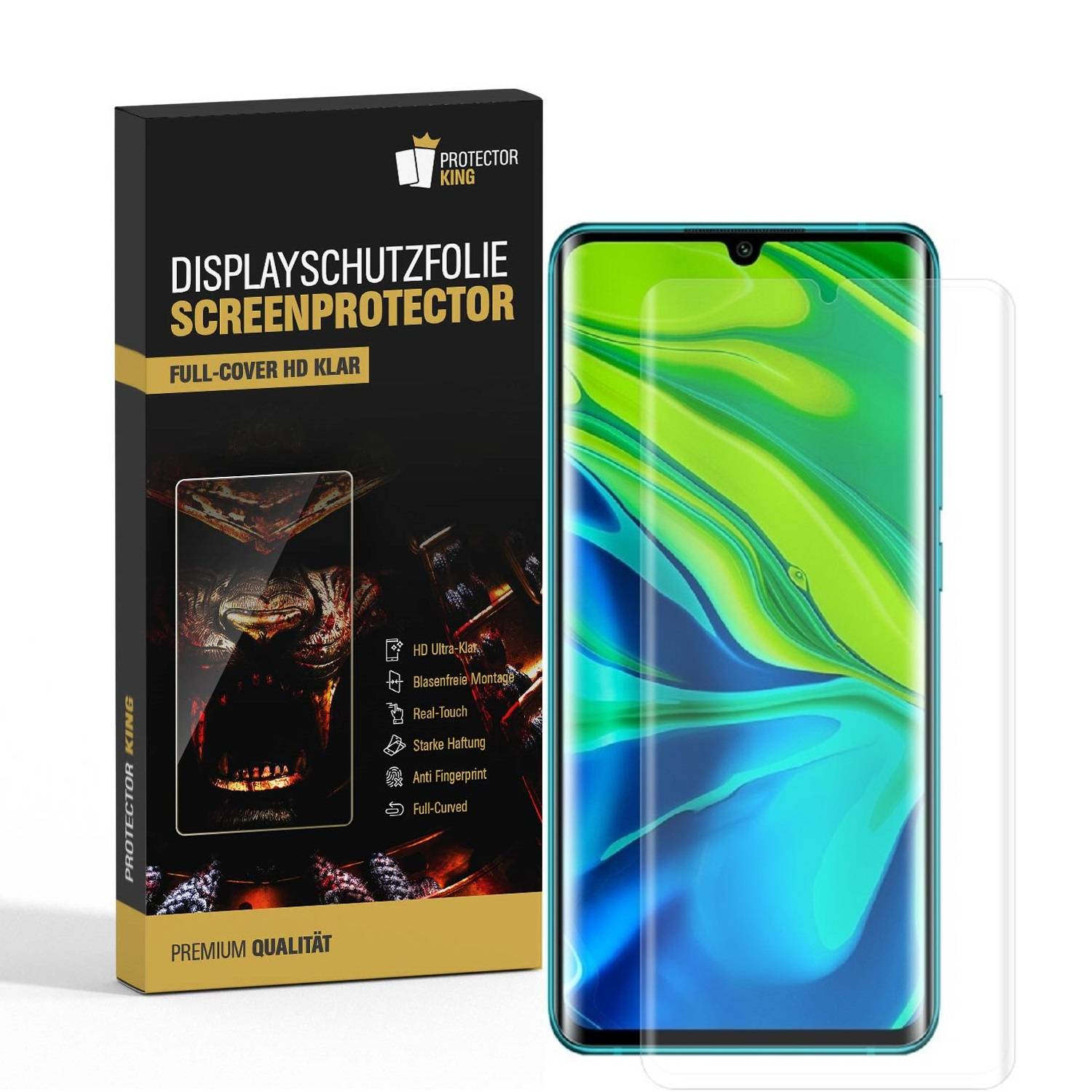 2x Displayfolie für Xiaomi Mi Note 10 Pro FULL COVER Displayschutzfolie HD KLAR