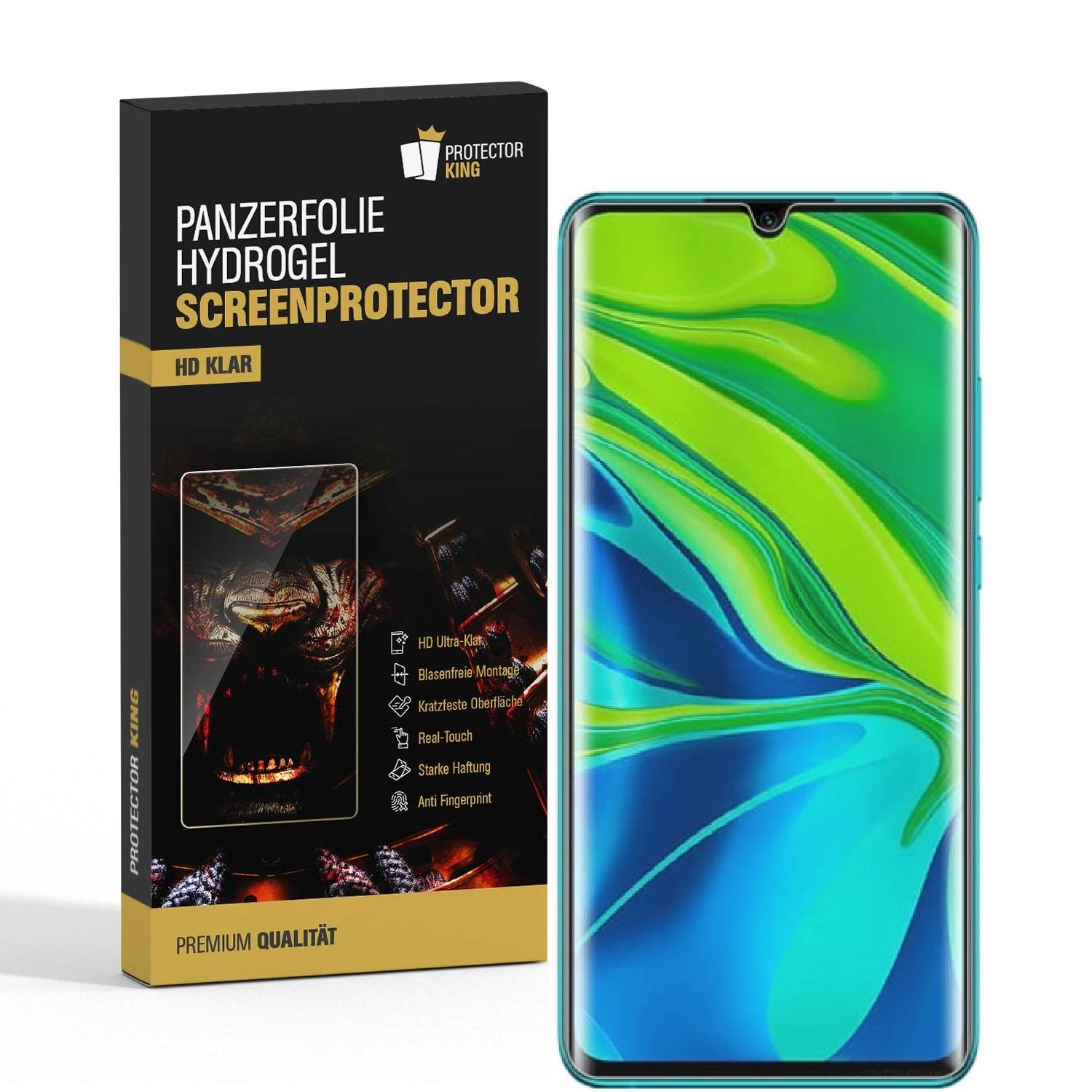 4x Hydrogel-Glass für Xiaomi Mi Note 10 Pro Selbstheilend für Micro Kratzer 3D KLAR Panzerfolie Displayschutz Schutzfolie Screen-Protector