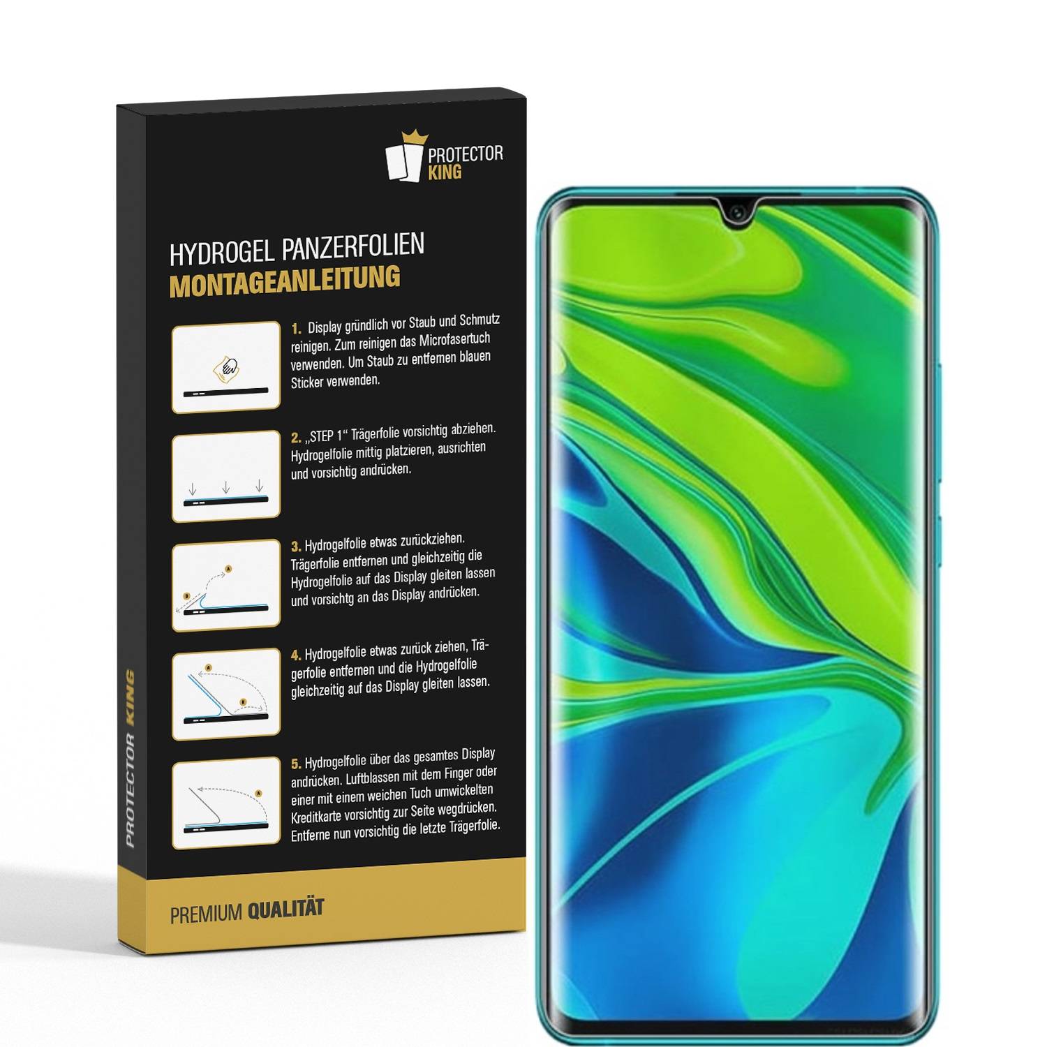 6x Hydrogel-Glass für Xiaomi Mi Note 10 Selbstheilend für Micro Kratzer 3D KLAR Panzerfolie Displayschutz Schutzfolie Screen-Protector