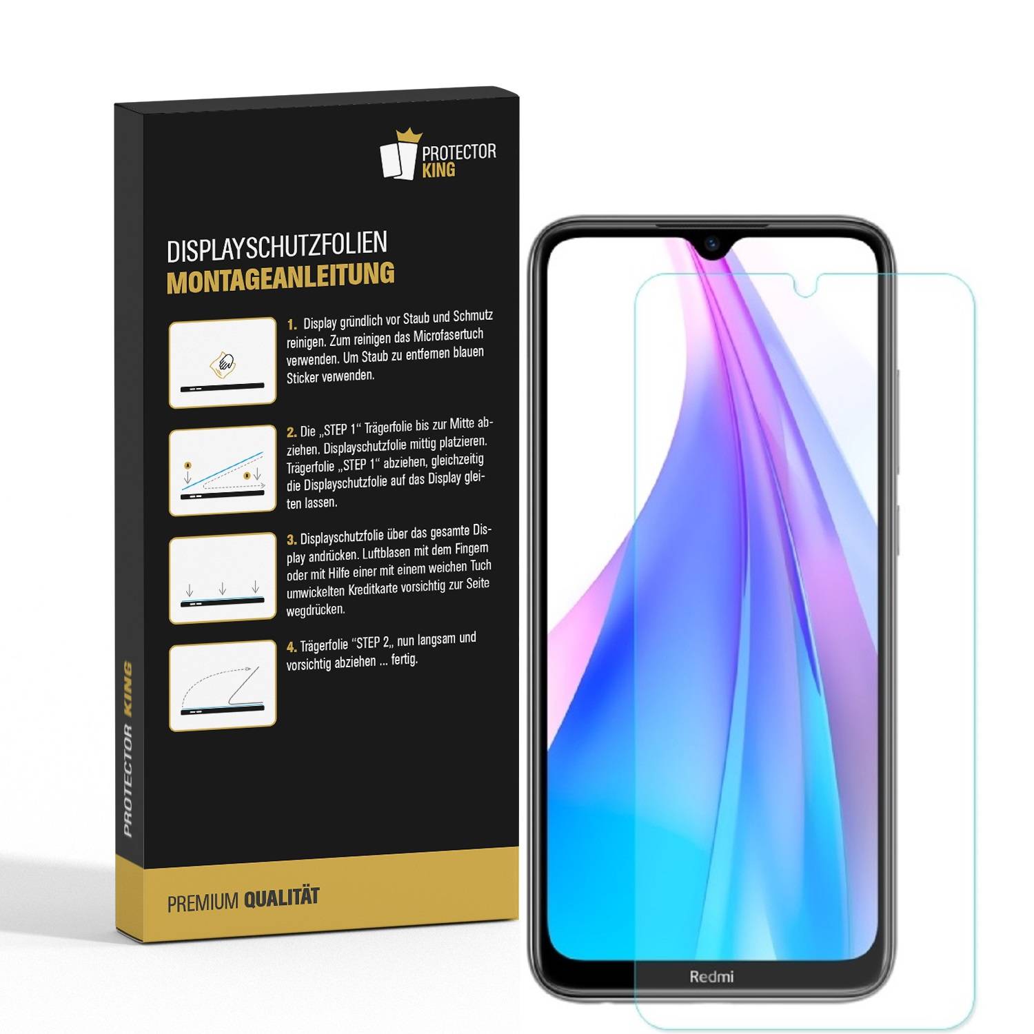 4x Panzerfolie für Xiaomi Mi Note 8 ANTI-SCHOCK Displayschutz Displayfolie KLAR