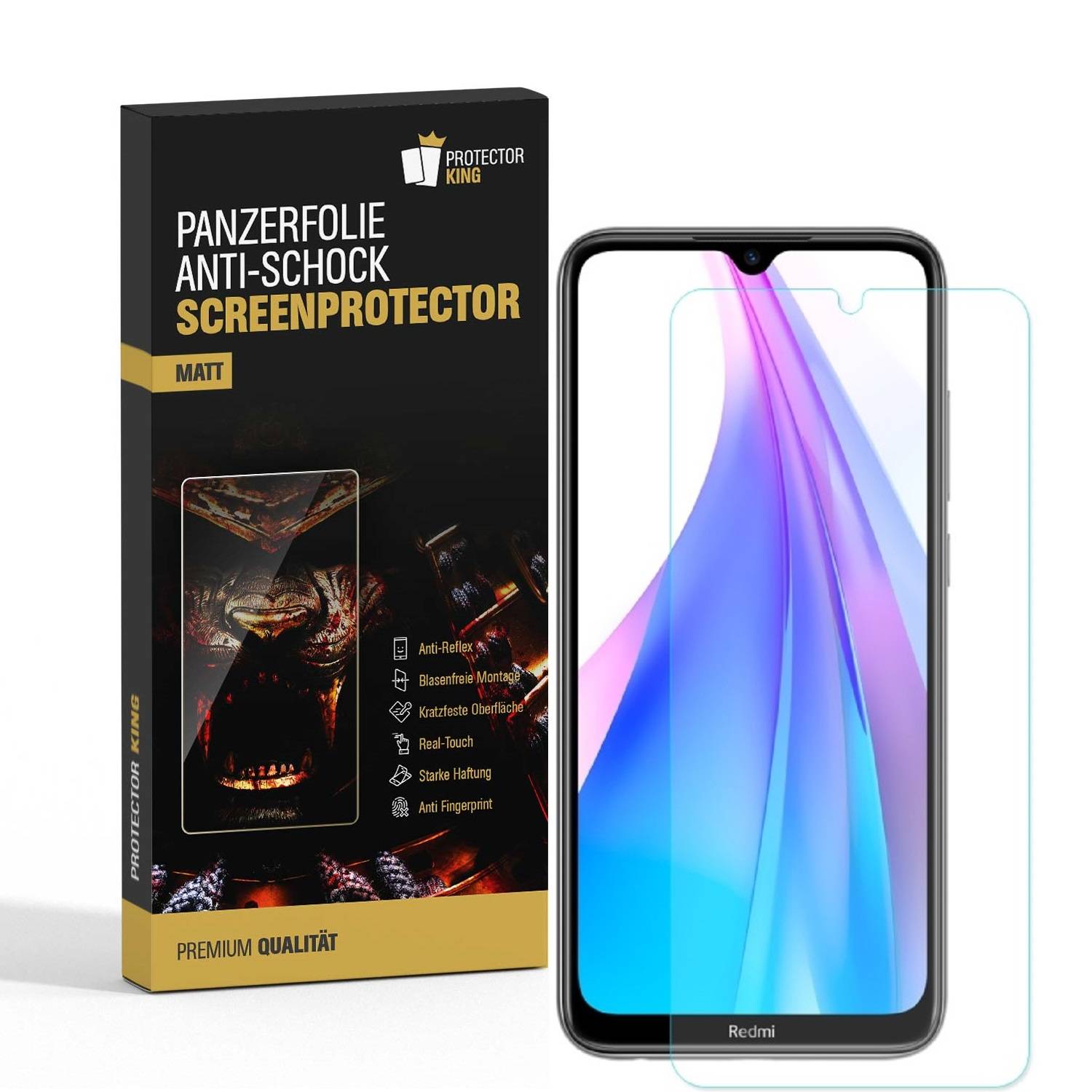 3x Panzerfolie für Xiaomi Mi Note 8 ANTI-SCHOCK Displayschutz Displayfolie MATT