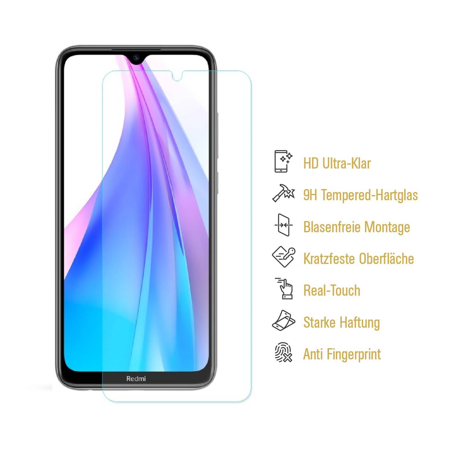 6x 9H Hartglas für Xiaomi Mi Note 8 Pro Panzerfolie Displayschutz Schutzfolie HD KLAR Panzerglas Schutzglas