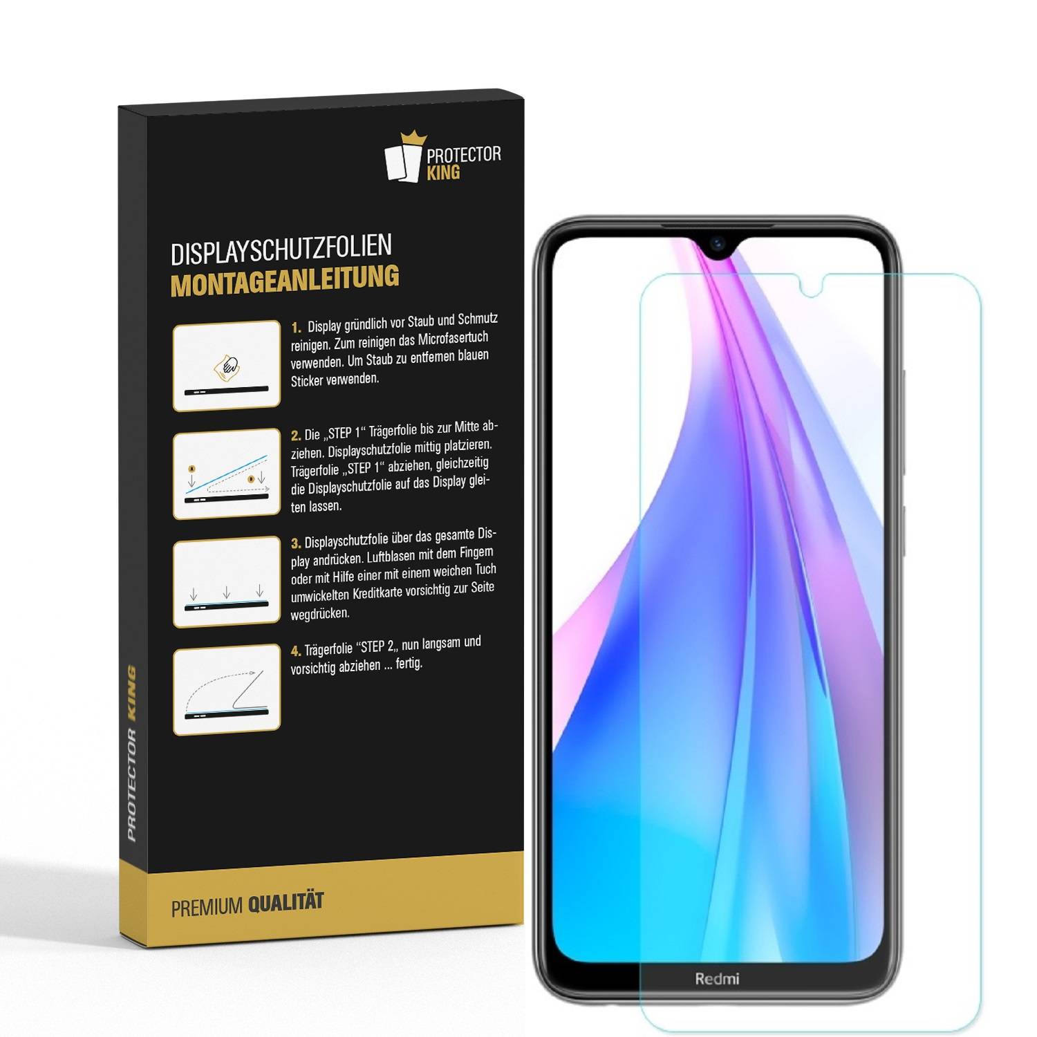 2x Displayschutzfolie für Xiaomi Mi Note 8 Displayfolie HD ULTRA KLAR