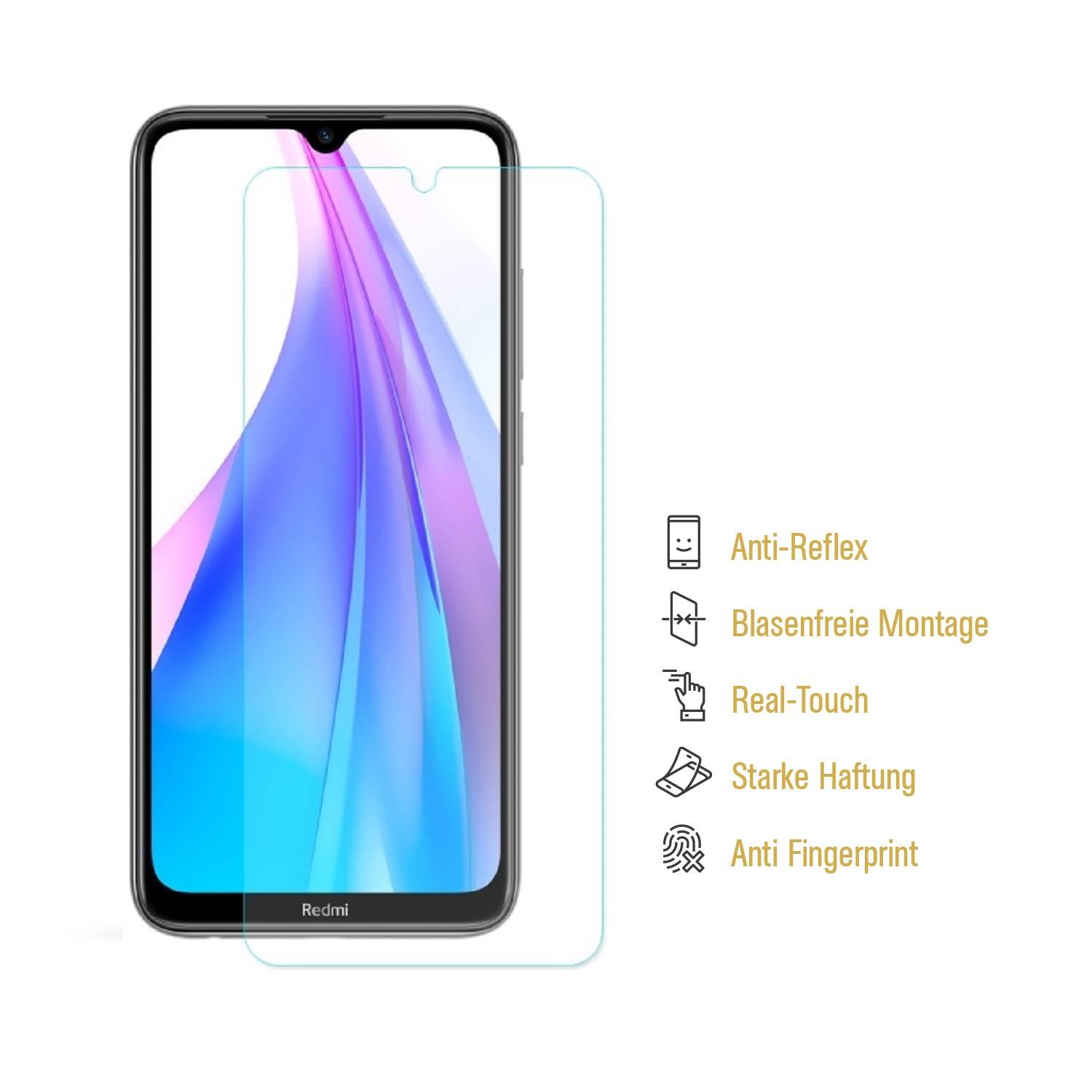 2x Displayschutzfolie für Xiaomi Mi Note 8 ANTI-REFLEX Displayfolie MATT