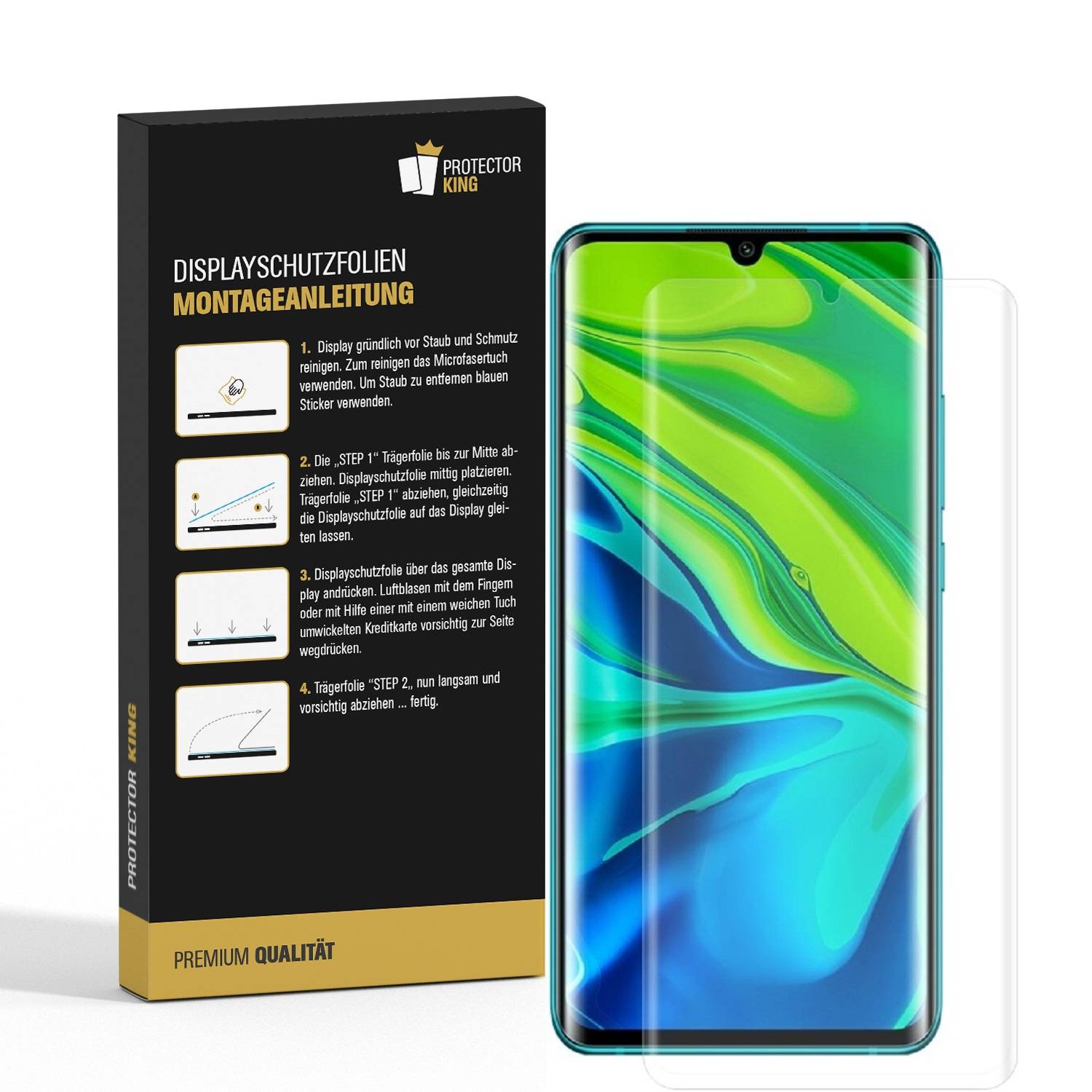 3x Panzerfolie für Xiaomi Mi Note 10 Pro FULL COVER Displayschutzfolie MATT