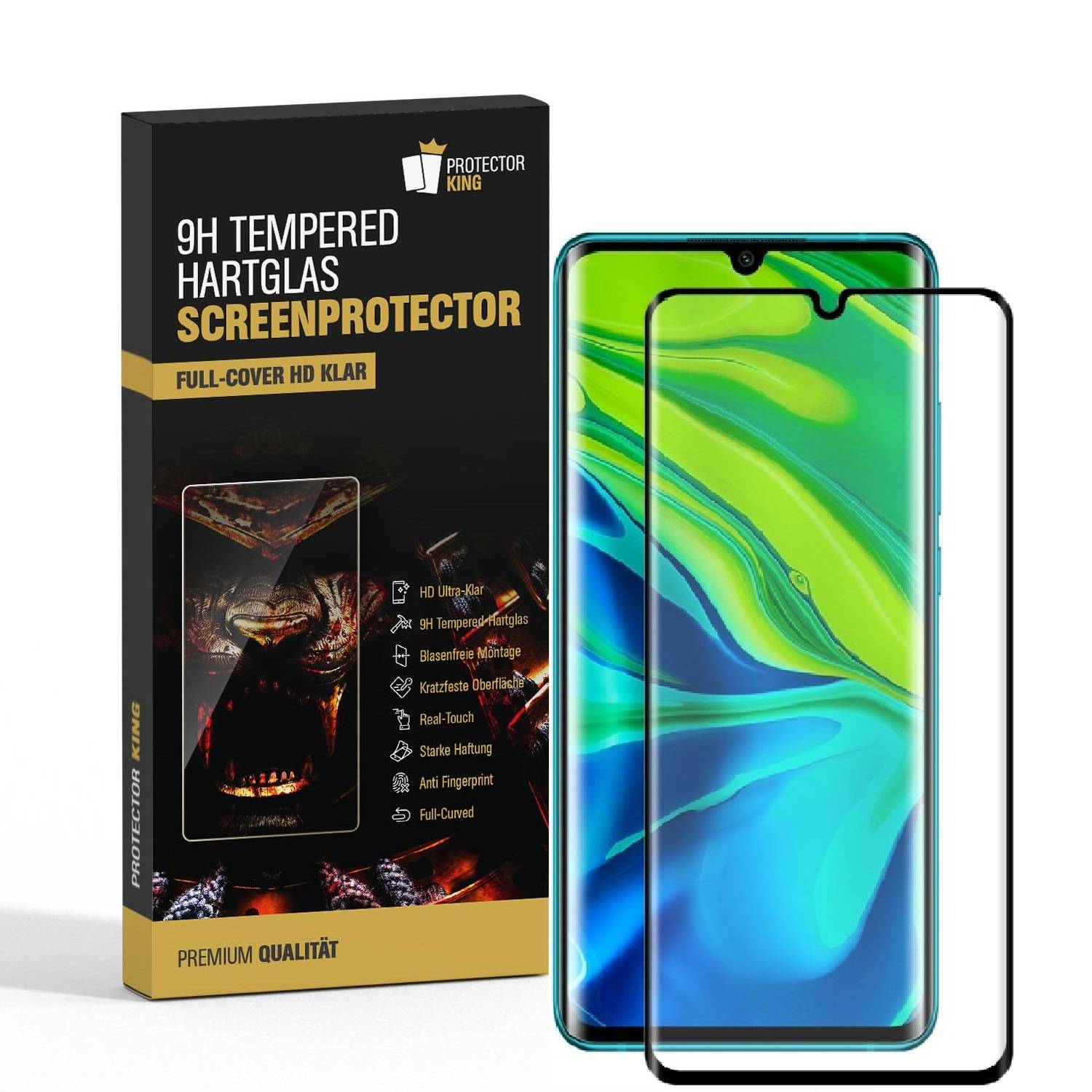 6x 9H Hartglas für Xiaomi Mi Note 10 Pro FULL CURVED Panzerfolie Displayschutz SW