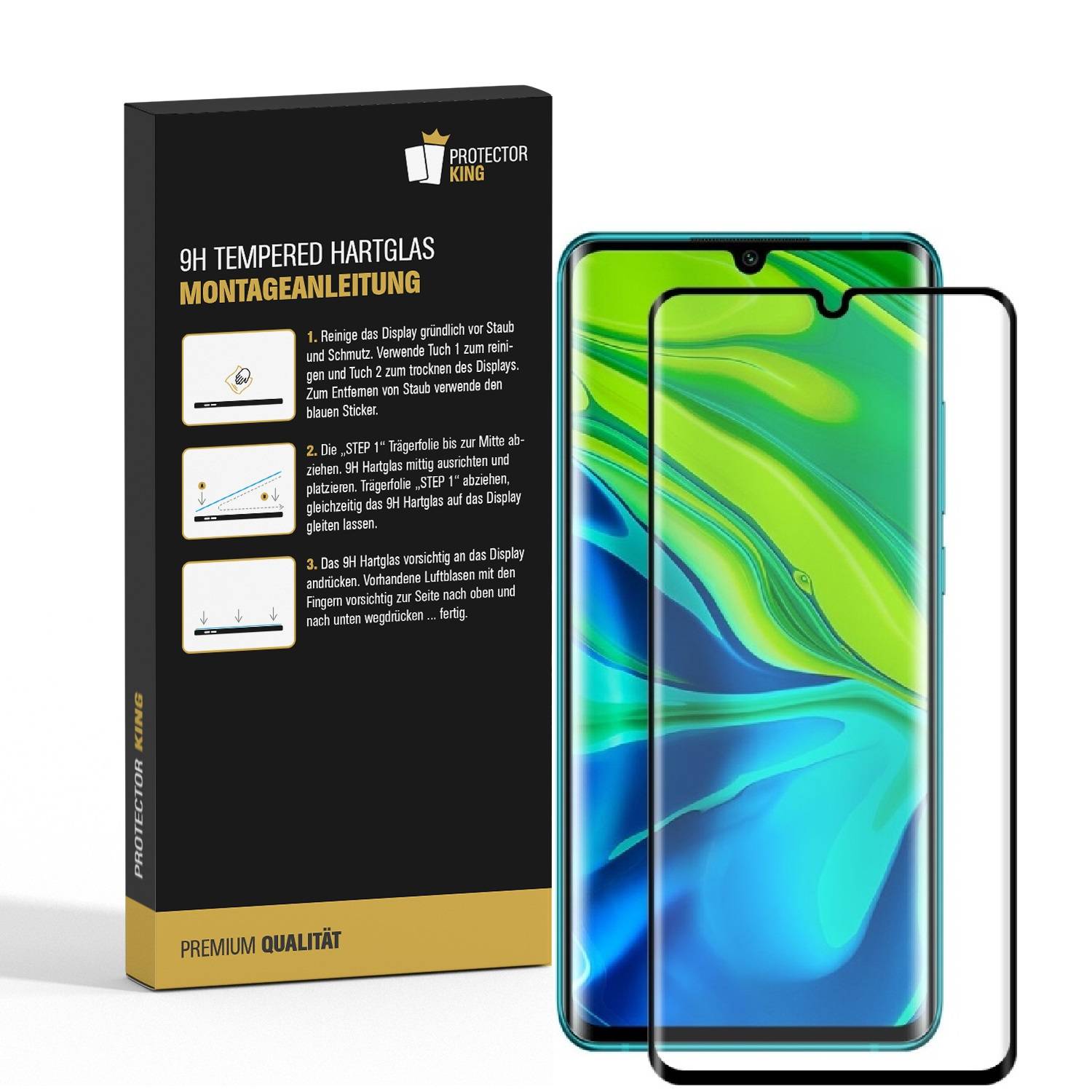 6x 9H Hartglas für Xiaomi Mi Note 10 Pro FULL CURVED Panzerfolie Displayschutz SW