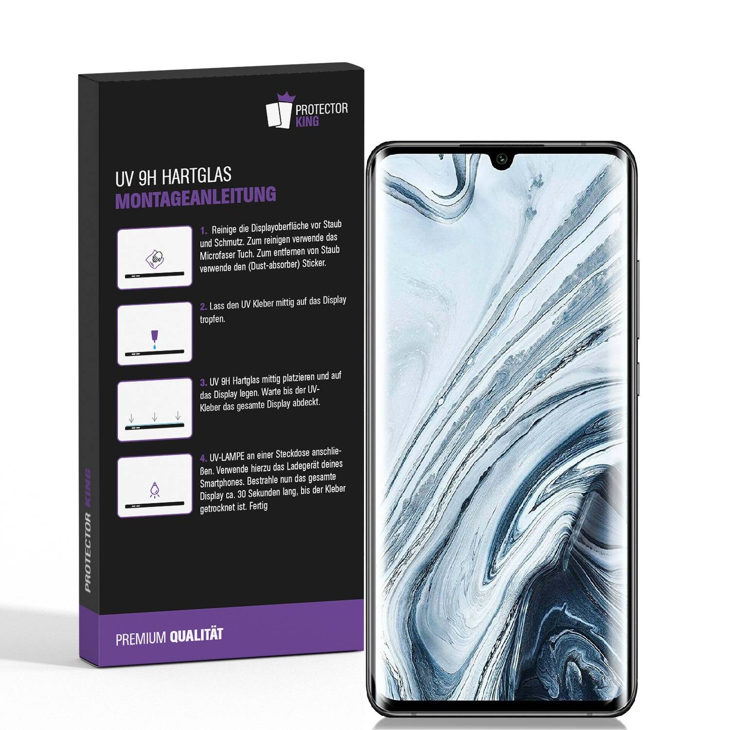 4x UV-Liquid 9H Panzerglas für Xiaomi Mi Note 10 3D KLAR echtes Tempered Panzerhartglas Schutzglas Displayschutz Panzerfolie Schutzfolie Screen