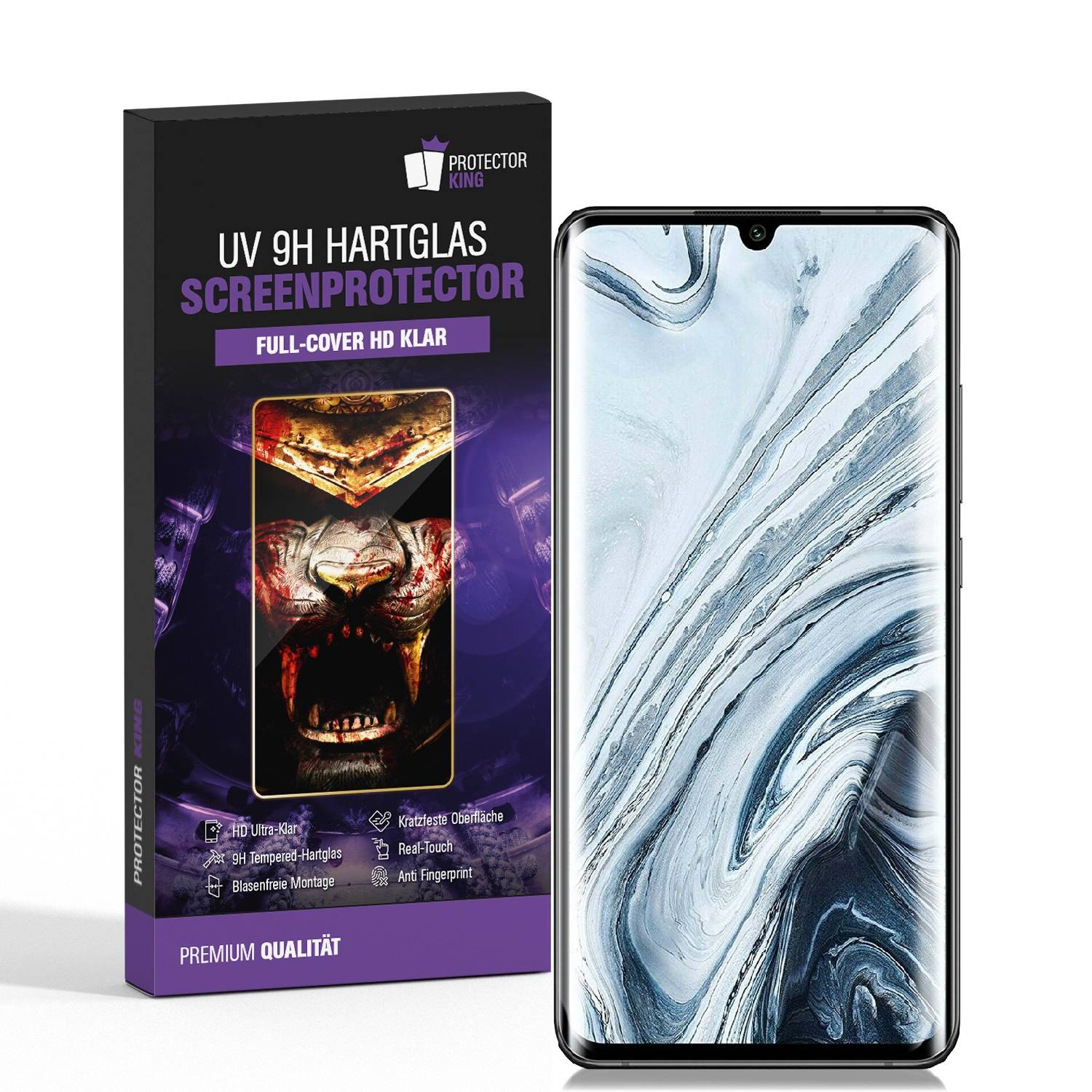 4x UV-Liquid 9H Panzerglas für Xiaomi Mi Note 10 3D KLAR echtes Tempered Panzerhartglas Schutzglas Displayschutz Panzerfolie Schutzfolie Screen