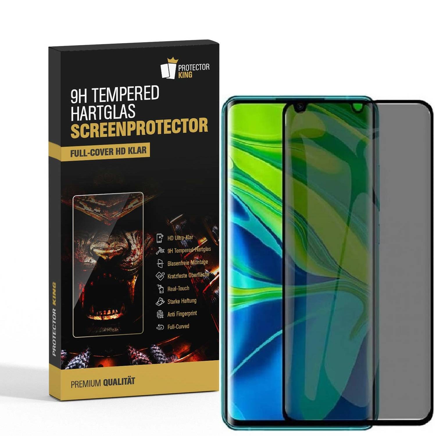 4x Blickschutz 9H Panzerglas für Xiaomi Mi Note 10 Pro FULL CURVED ANTI-SPY PRIVACY Displayschutz Schutzglas Panzerfolie Schutzfolie echtes Tempered