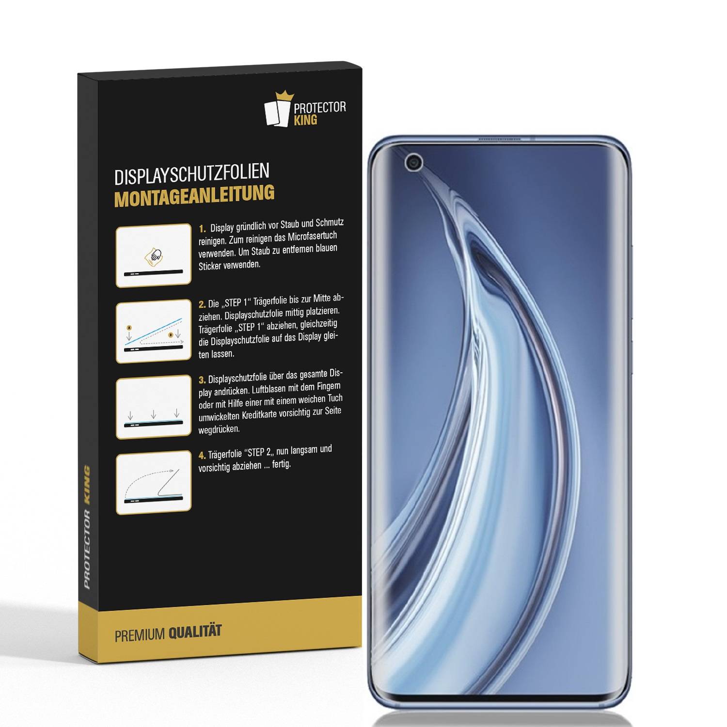 2x Panzerfolie für Xiaomi Mi 10 Pro FULL COVER Displayschutz Displayfolie HD KLAR