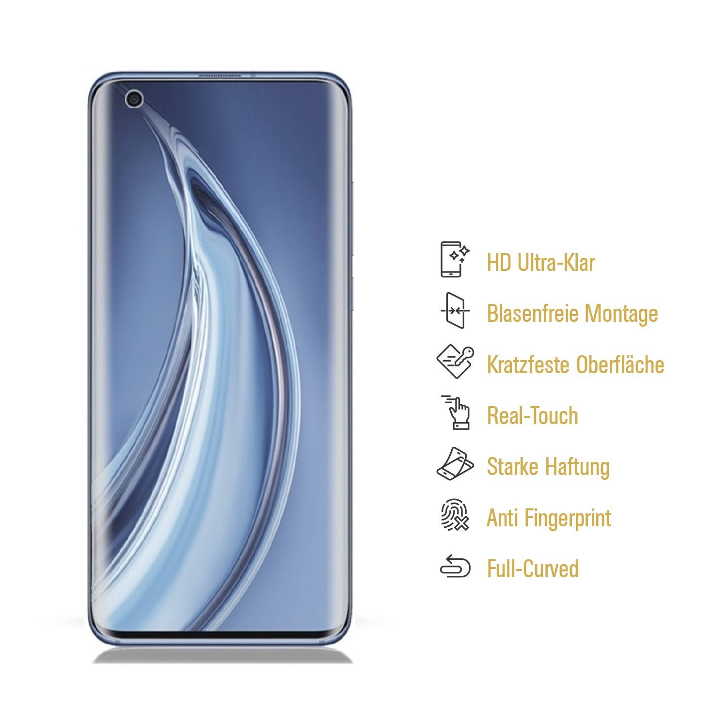 4x Panzerfolie für Xiaomi Mi 10 Pro FULL COVER Displayschutz Displayfolie HD KLAR