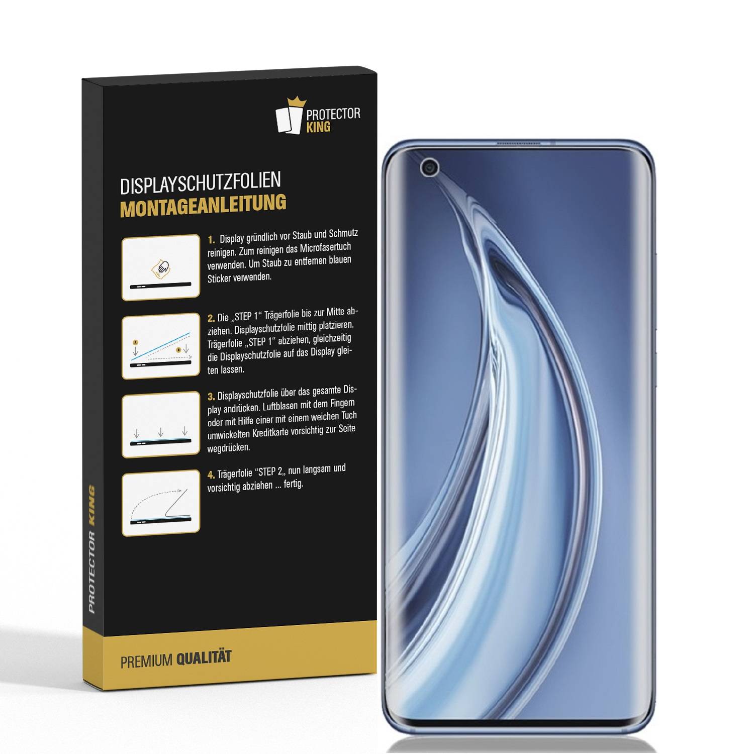 4x Displayfolie für Xiaomi Mi 10 FULL COVER Displayschutzfolie HD KLAR