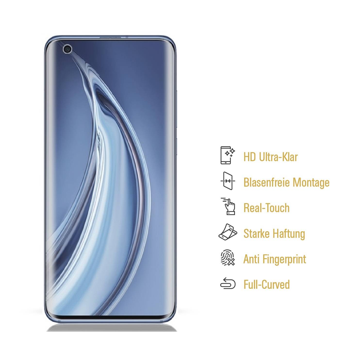 3x Displayfolie für Xiaomi Mi 10 FULL COVER Displayschutzfolie HD KLAR