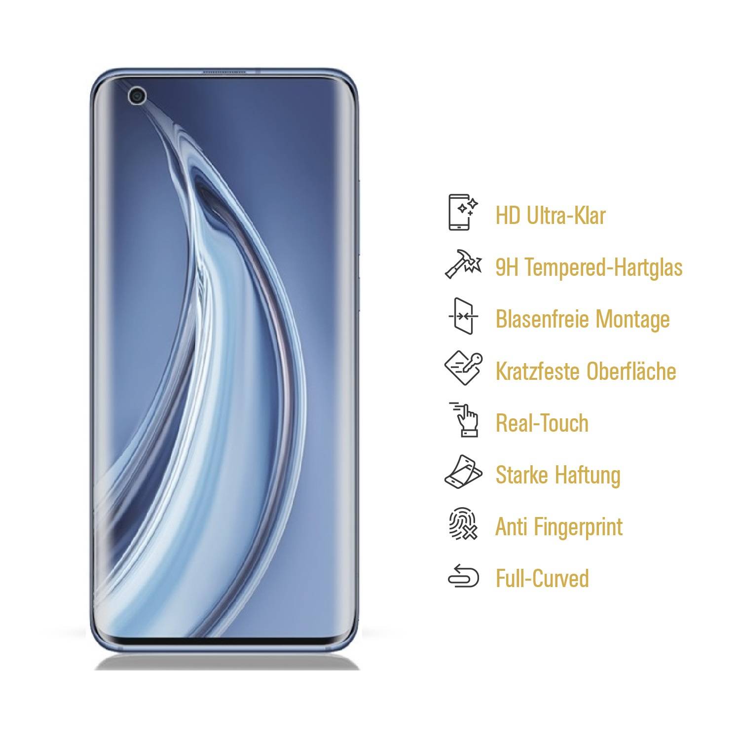 2x Panzerglas für Xiaomi Mi 10 Pro FULL CURVED Displayschutz Schutzglas Panzerfolie Schutzfolie Hartglas Displayglas Tempered Glasfolie