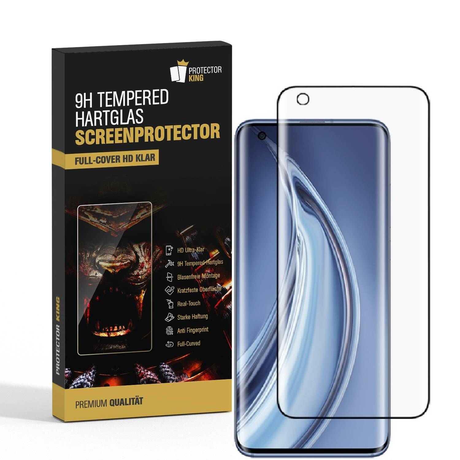 1x Panzerglas für Xiaomi Mi 10 Pro FULL CURVED Displayschutz Schutzglas Panzerfolie SW KD KLAR Schutzfolie Hartglas Displayglas Tempered Glasfolie