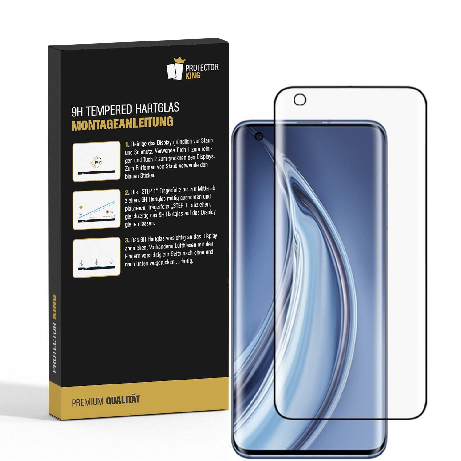 4x 9H Hartglas für Xiaomi Mi 10 FULL CURVED Schutzfolie Schutzglas Displayglas SW Tempered Panzerglas Glasfolie Sicherheitsglas Echtglas