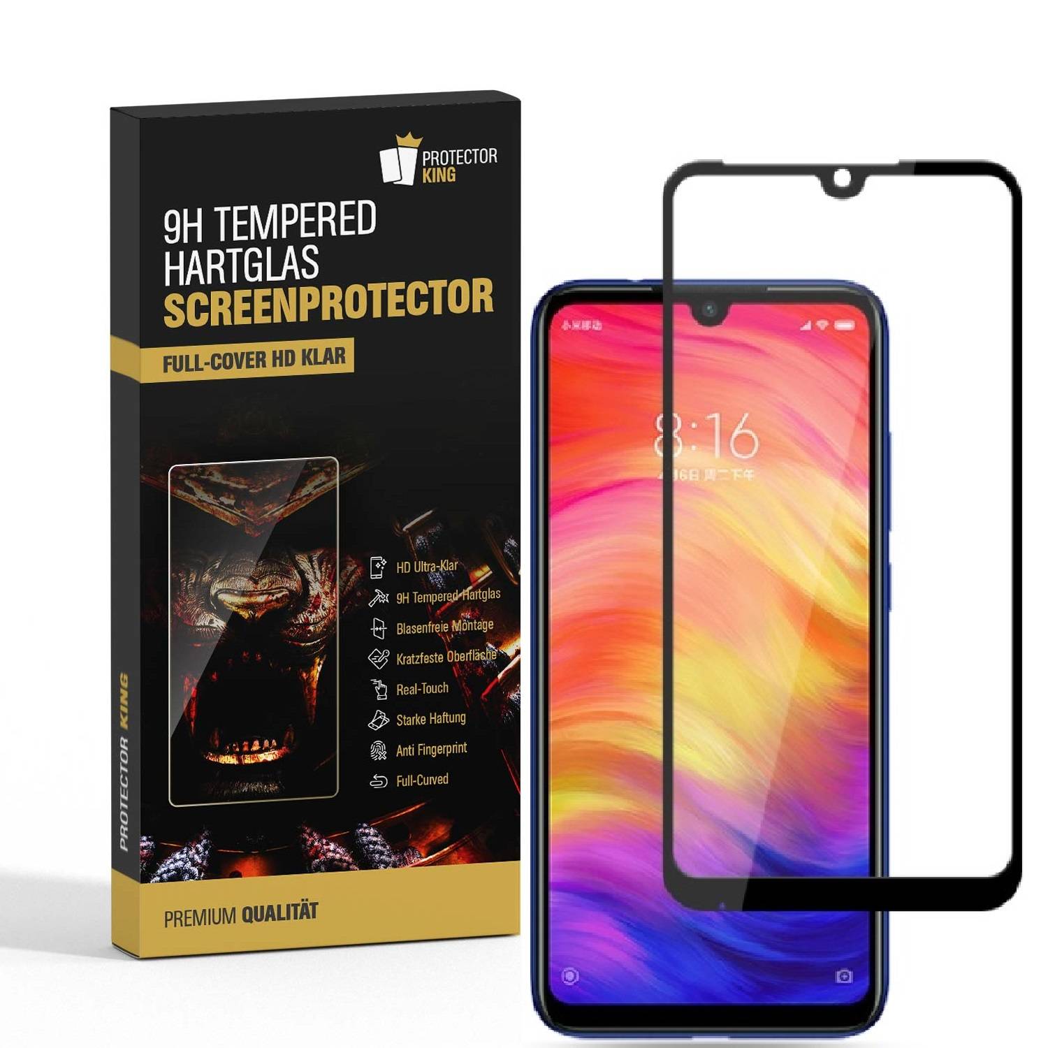 6x 9H Hartglas für Xiaomi Redmi Note 7 FULL COVER Panzerfolie Displayschutz SW Panzerglas Schutzglas Schutzfolie