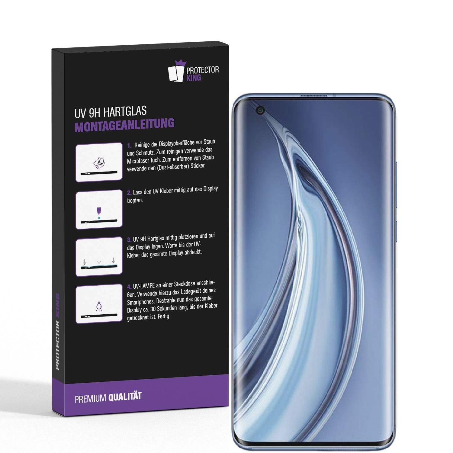 1x UV-Liquid 9H Panzerglas für Xiaomi Mi 10 3D KLAR echtes Tempered Panzerhartglas Schutzglas Displayschutz Panzerfolie Schutzfolie Screen Protector