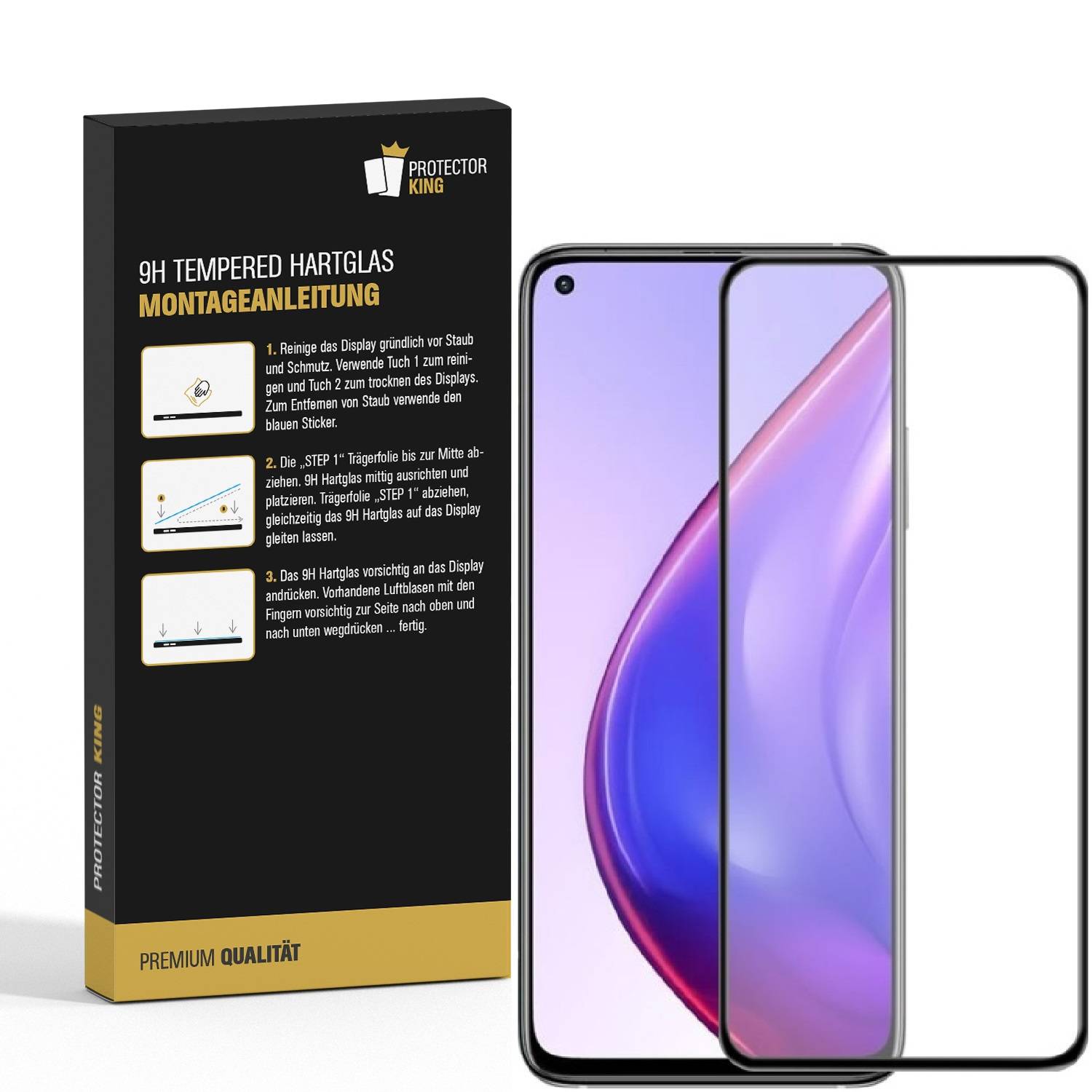 3x 9H Hartglas für Xiaomi Mi 10T FULL COVER Panzerfolie Displayschutz Schwarz HD Panzerglas Schutzglas Schutzfolie
