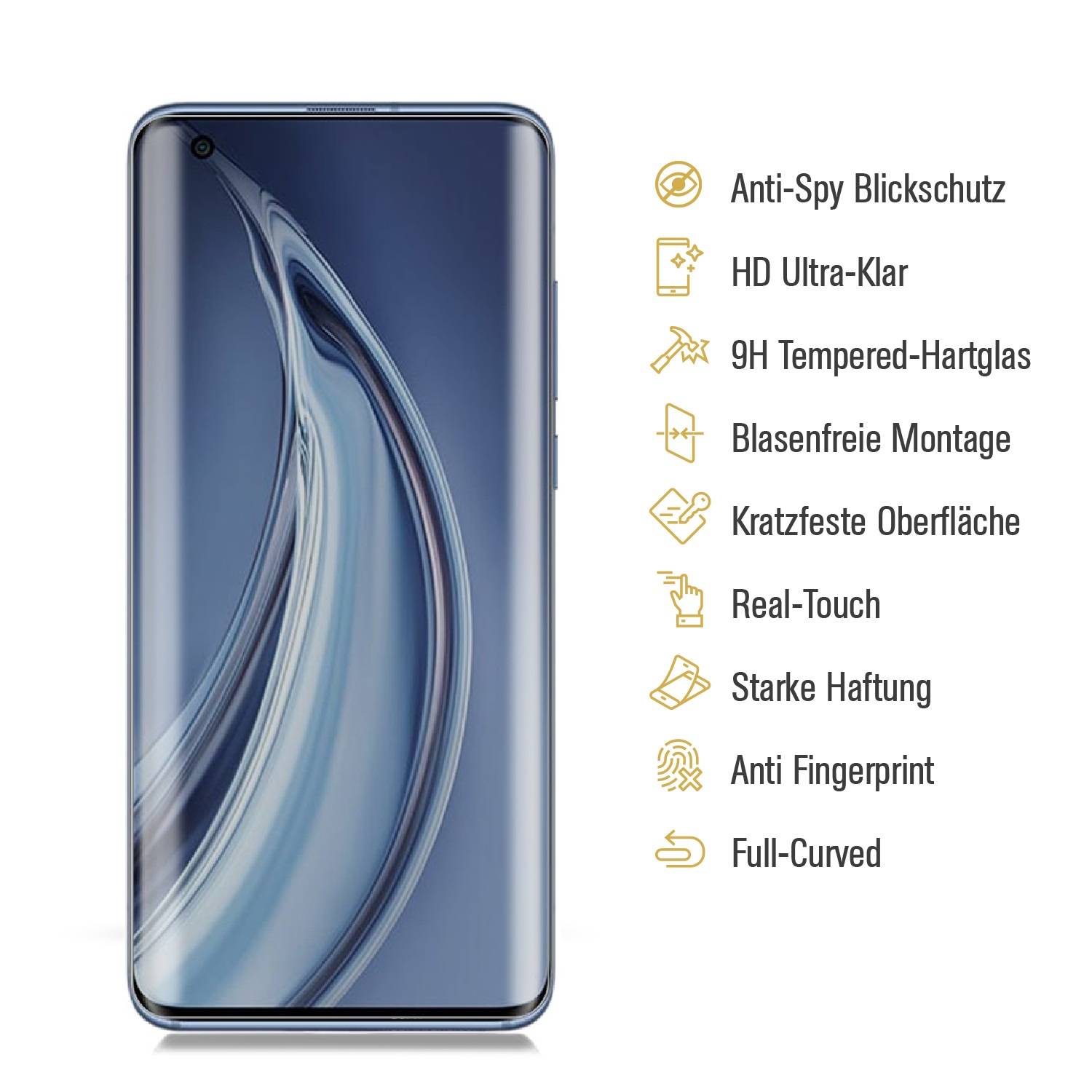 1x Blickschutz 9H Panzerglas für Xiaomi Mi 10 Pro ANTI-SPY PRIVACY Sichtschutz Displayschutz Schutzglas Panzerfolie Schutzfolie echtes Tempered