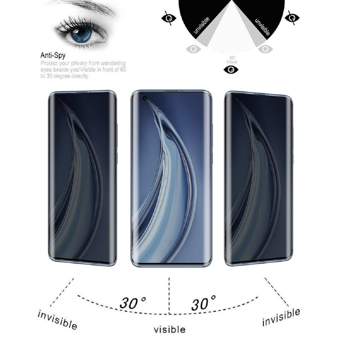 2x Blickschutz 9H Panzerhartglas für Xiaomi Mi 10 echtes Tempered Panzerglas Displayschutz Schutzglas Panzerfolie Schutzfolie Panzerglas ANTI-SPY