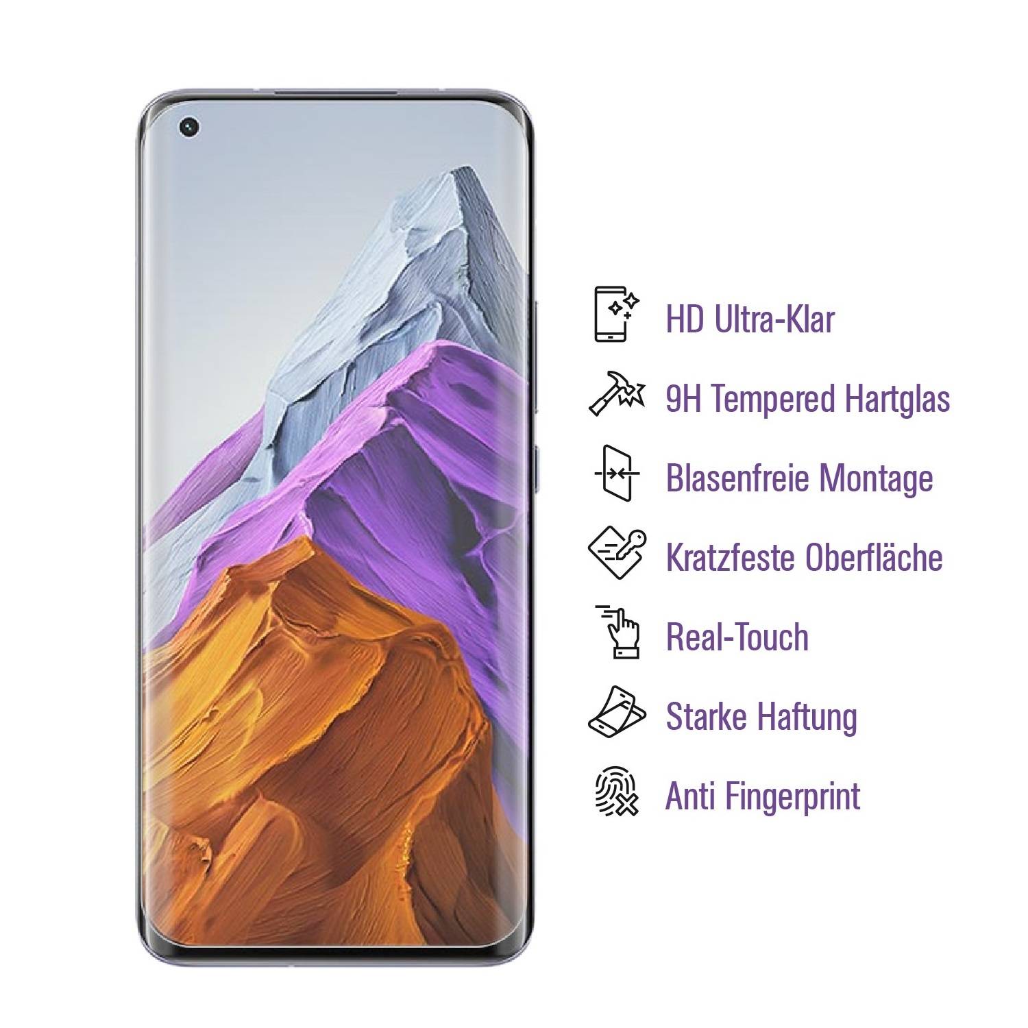 5x UV-Liquid 9H Panzerglas für Xiaomi Mi 11 Pro 3D KLAR echtes Tempered Panzerhartglas Schutzglas Displayschutz Panzerfolie Schutzfolie Screen