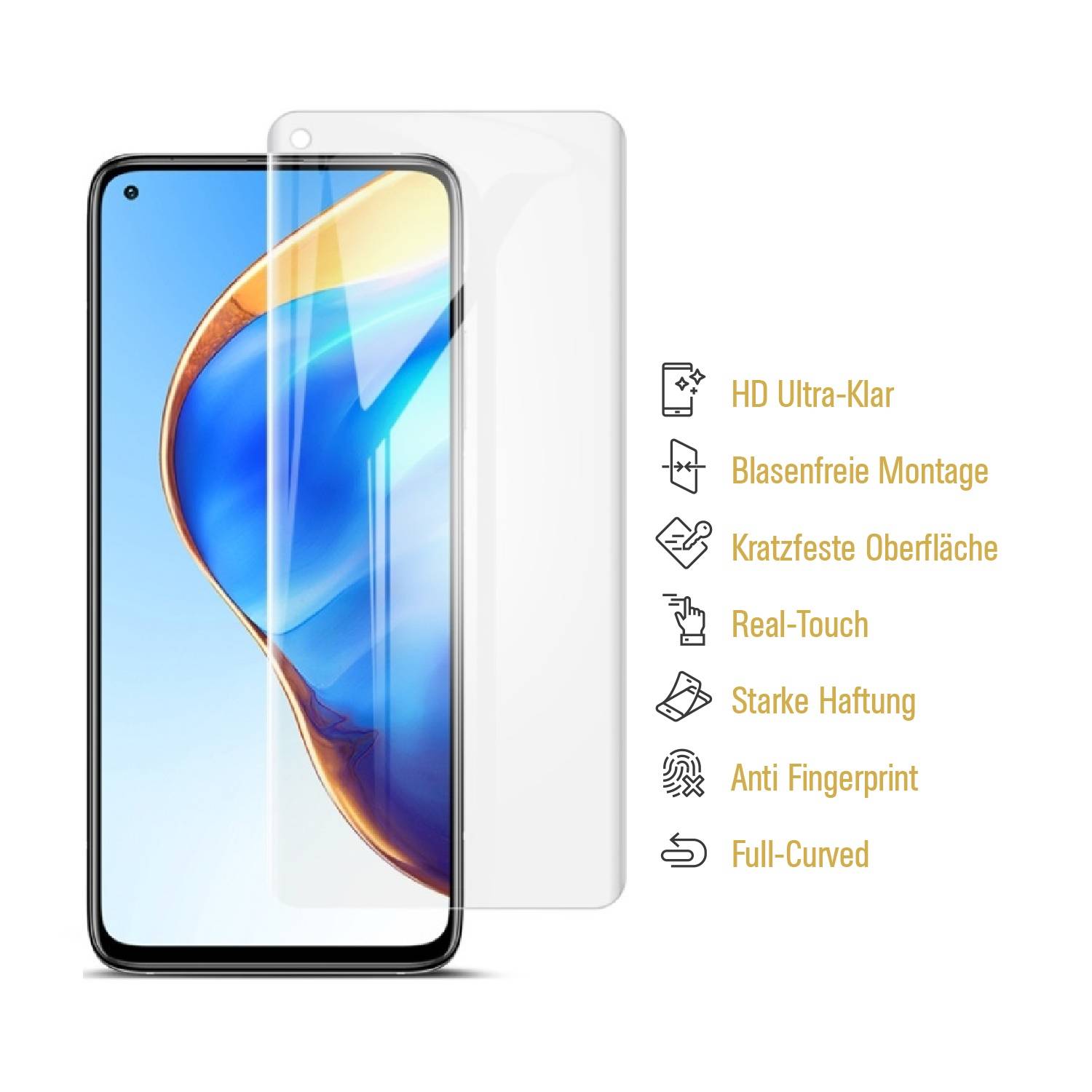 6x Panzerfolie für Xiaomi Mi 10T FULL COVER Displayschutz Schutzfolie HD KLAR