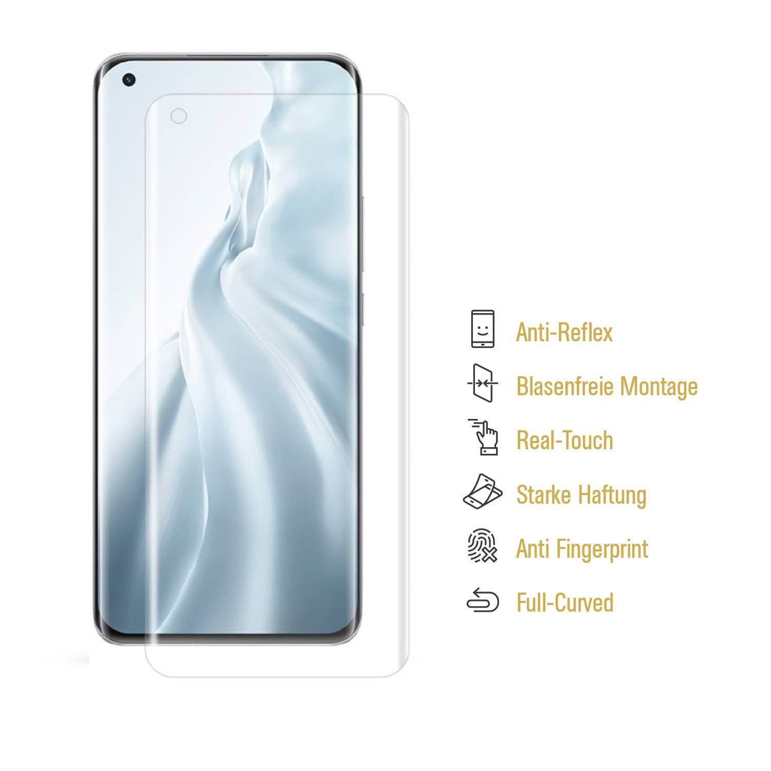 6x Displayfolie für Xiaomi Mi 11 FULL COVER Displayschutzfolie MATT