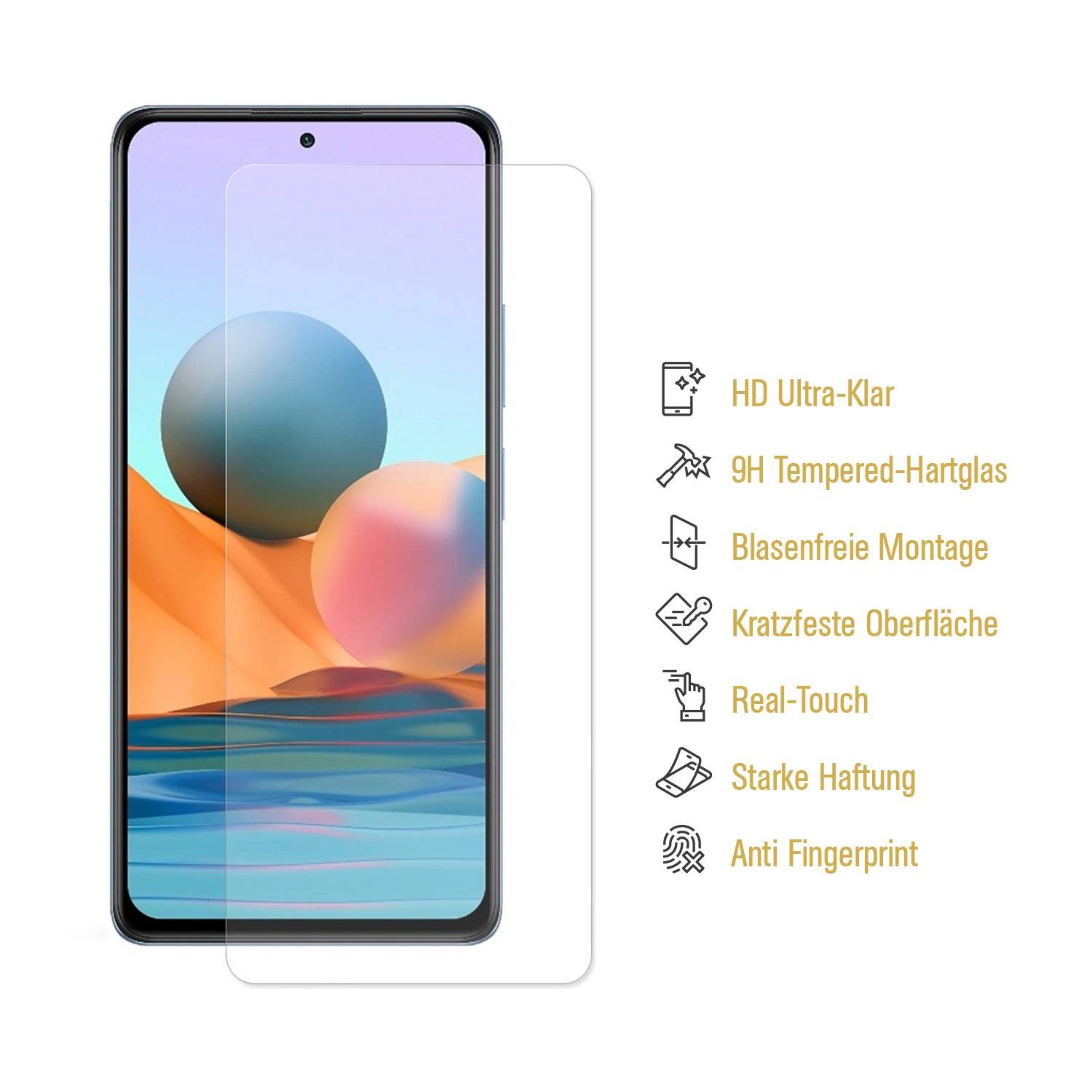 4x 9H Panzerglas für Xiaomi Redmi Note 10 3D KLAR echtes Tempered Glass Displayschutz Schutzglas Schuzfolie Screen-Protector