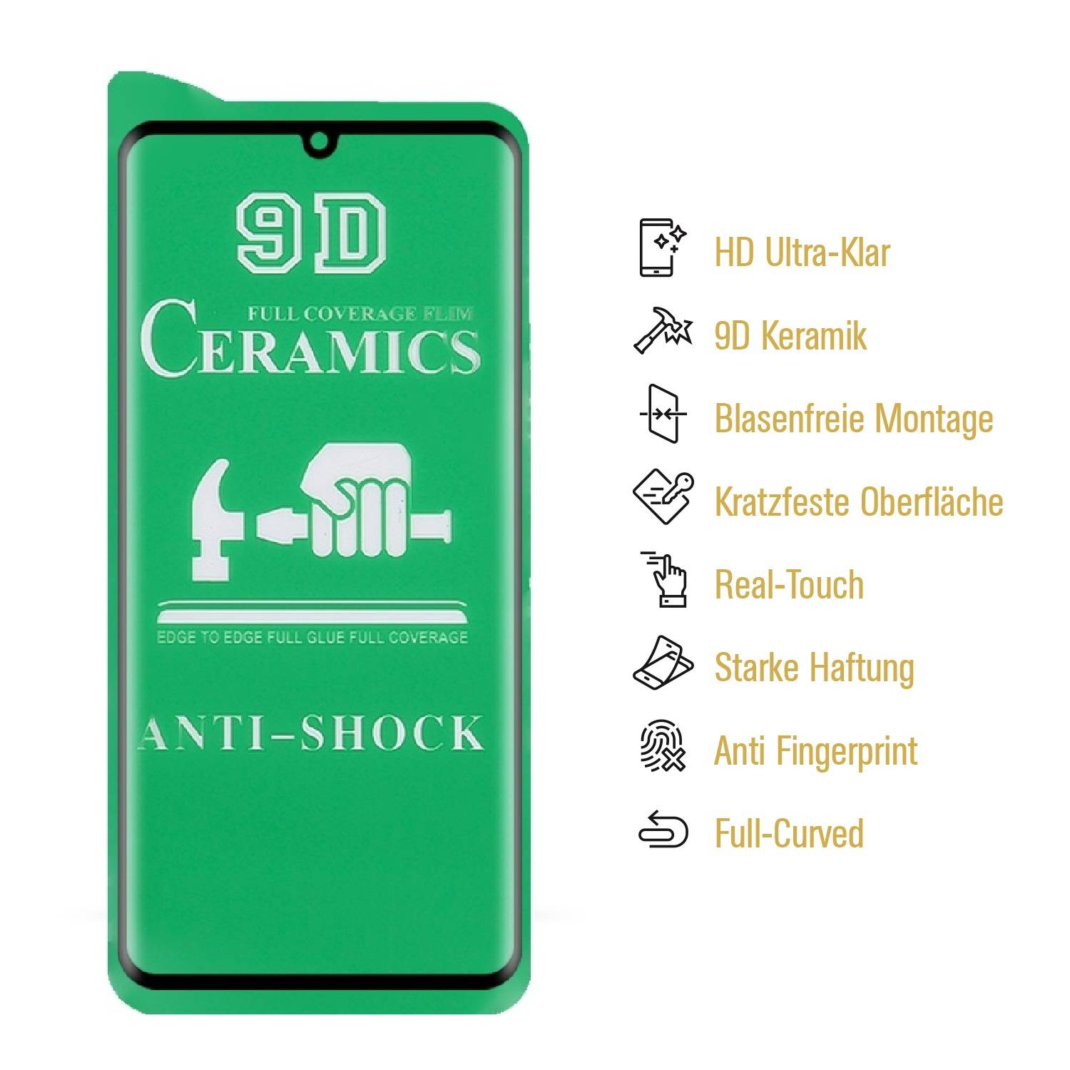 3x 9D Keramik-Glass für Xiaomi Redmi Note 10 FULL COVER 3D KLAR Panzerfolie Displayschutz Schutzfolie Ceramic Screen-Protector