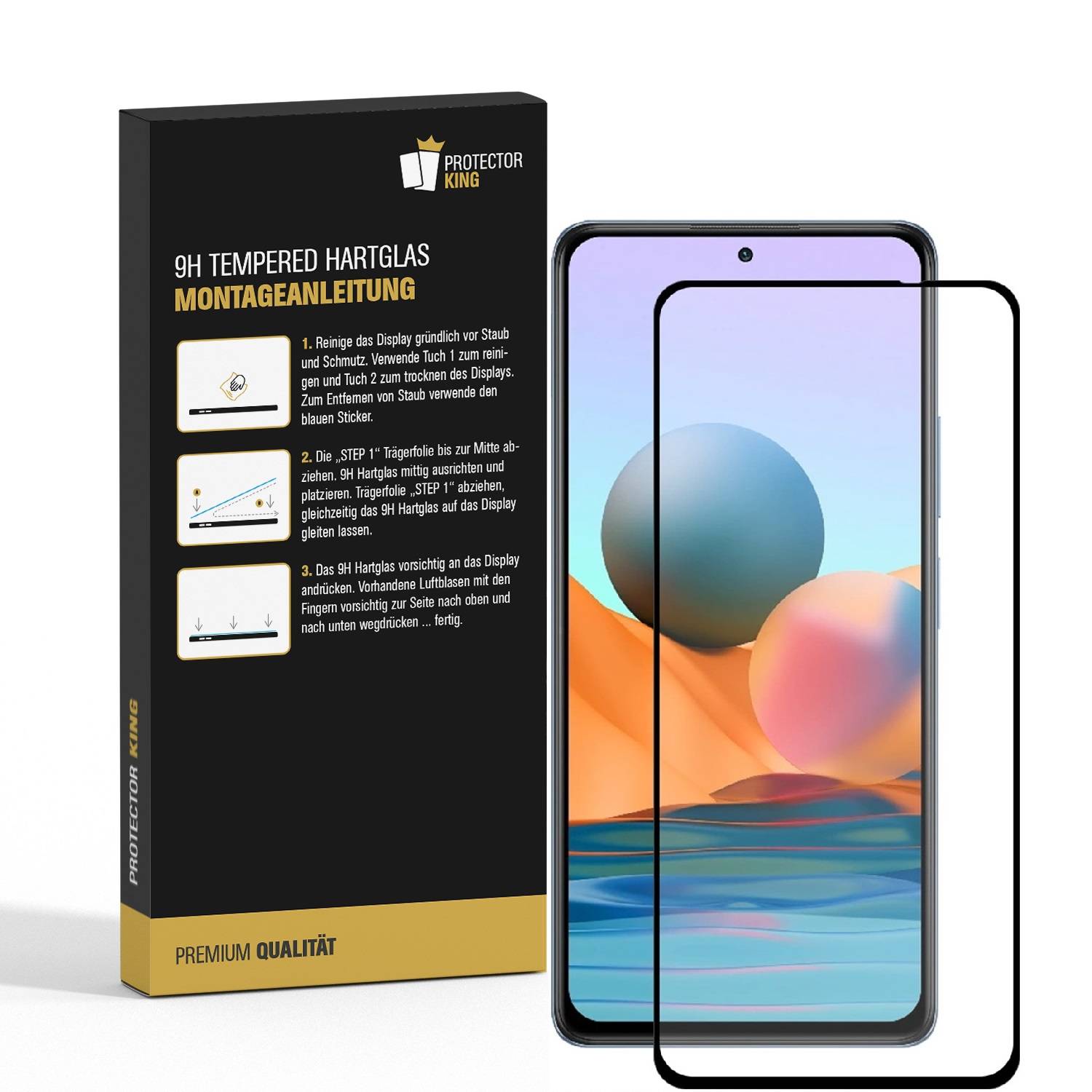 2x 9H Hartglas für Xiaomi Redmi Note 10 Pro Max FULL COVER Schutzglas Displayschutz SW Panzerglas Schutzfolie Panzerfolie Displayglas echtes