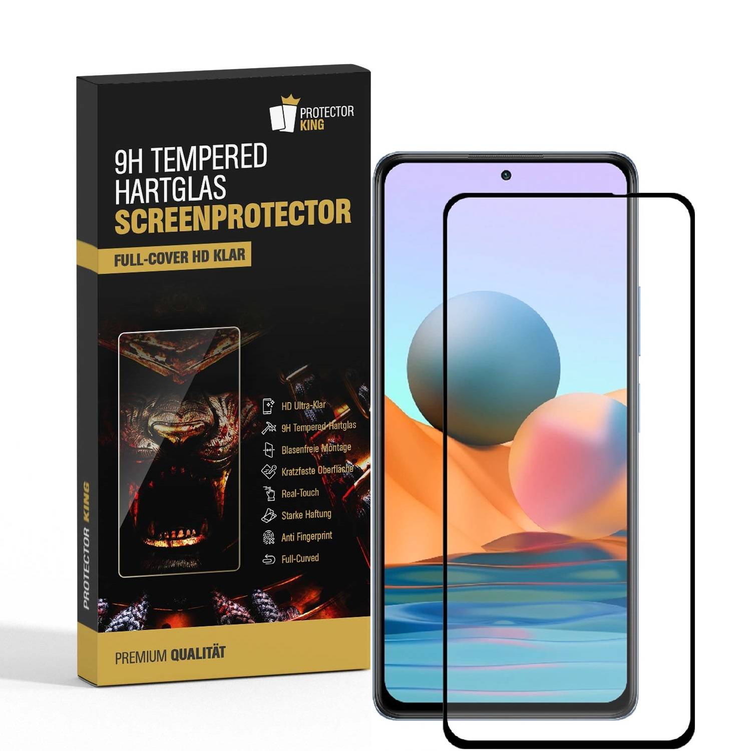 6x 9H Hartglas für Xiaomi Redmi Note 10 Pro Max FULL COVER Schutzglas Displayschutz SW Panzerglas Schutzfolie Panzerfolie Displayglas echtes