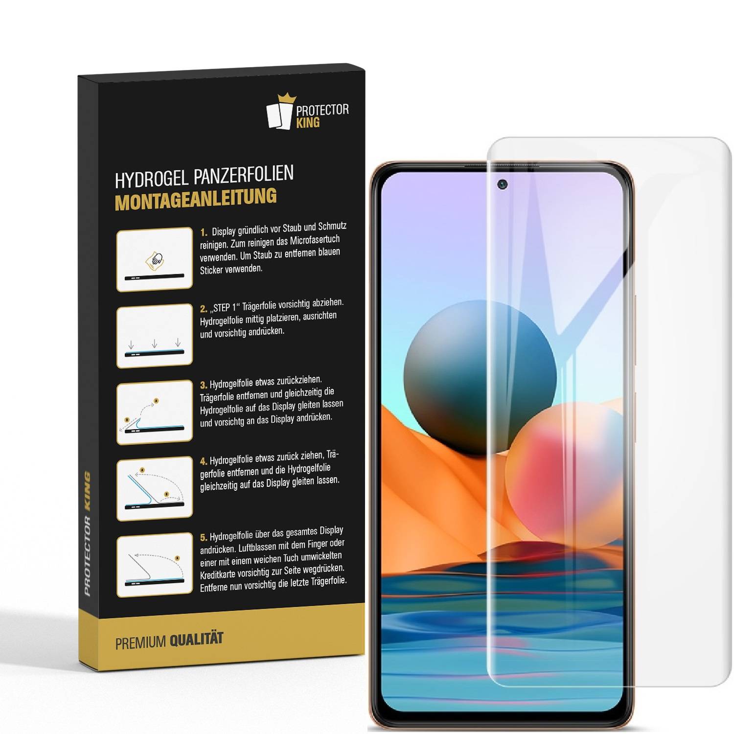 3x Hydrogel-Glass für Xiaomi Redmi Note 10 Selbstheilend für Micro Kratzer 3D KLAR Panzerfolie Displayschutz Schutzfolie Screen-Protector