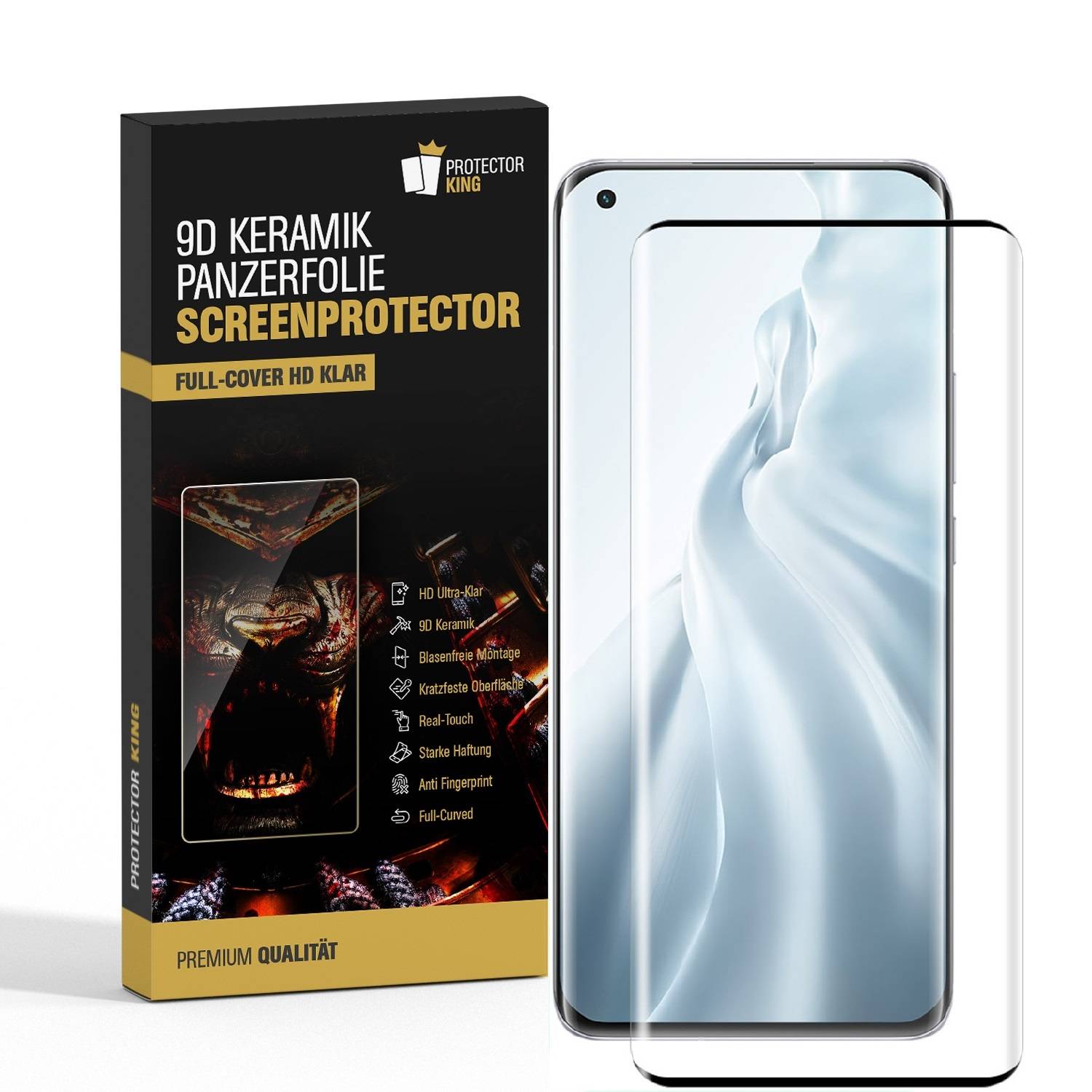 6x 9D Keramik-Glass für Xiaomi Mi 11 Pro FULL COVER 3D KLAR Panzerfolie Displayschutz Schutzfolie Ceramic Screen-Protector