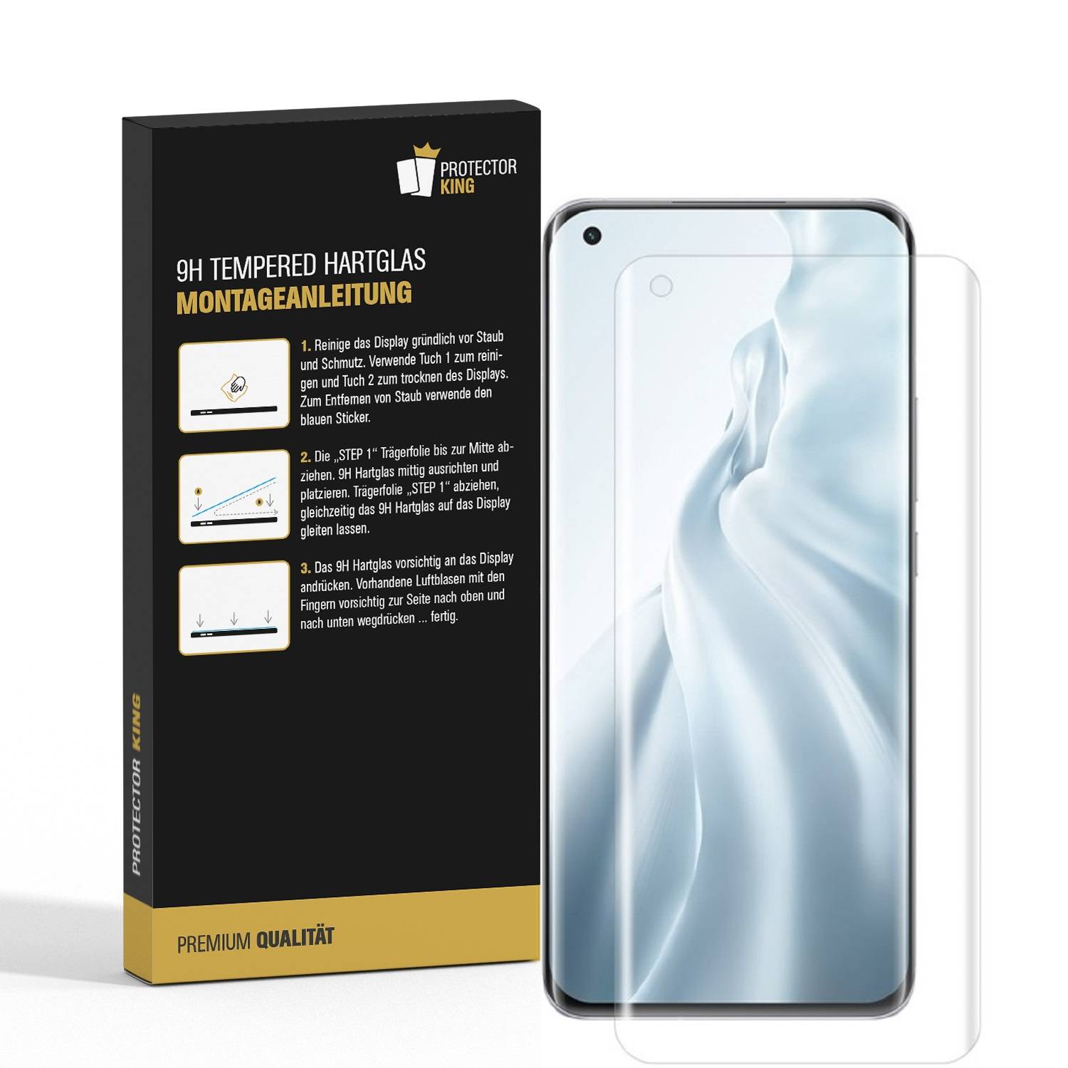 2x 9H Panzerglas für Xiaomi Mi 11 FULL CURVED Displayschutz Schutzglas Panzerfolie Schutzfolie Displayglas Hartglas echtes Tempered Sicherheitsglas