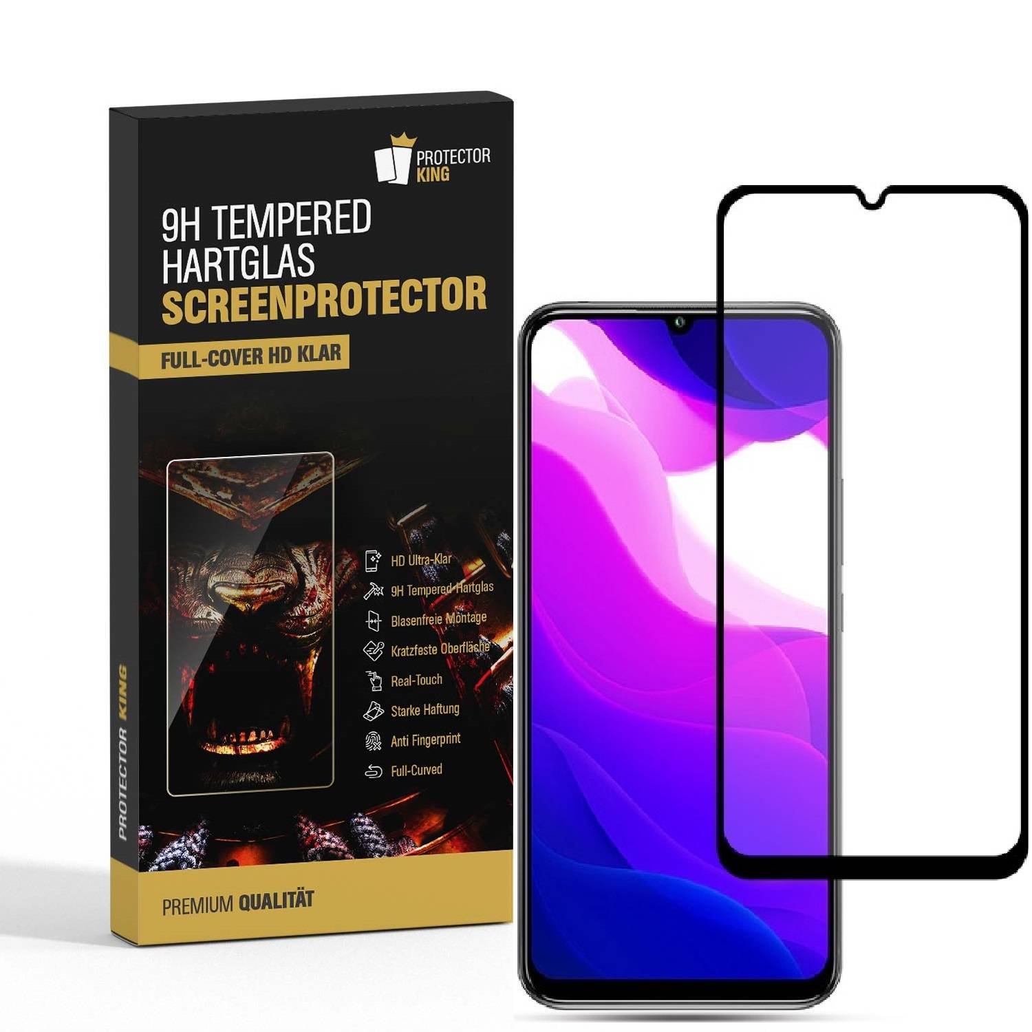 4x 9H Hartglas für Xiaomi Mi 10 Lite FULL COVER Panzerfolie Displayschutz Schwarz Panzerglas Schutzglas Schutzfolie