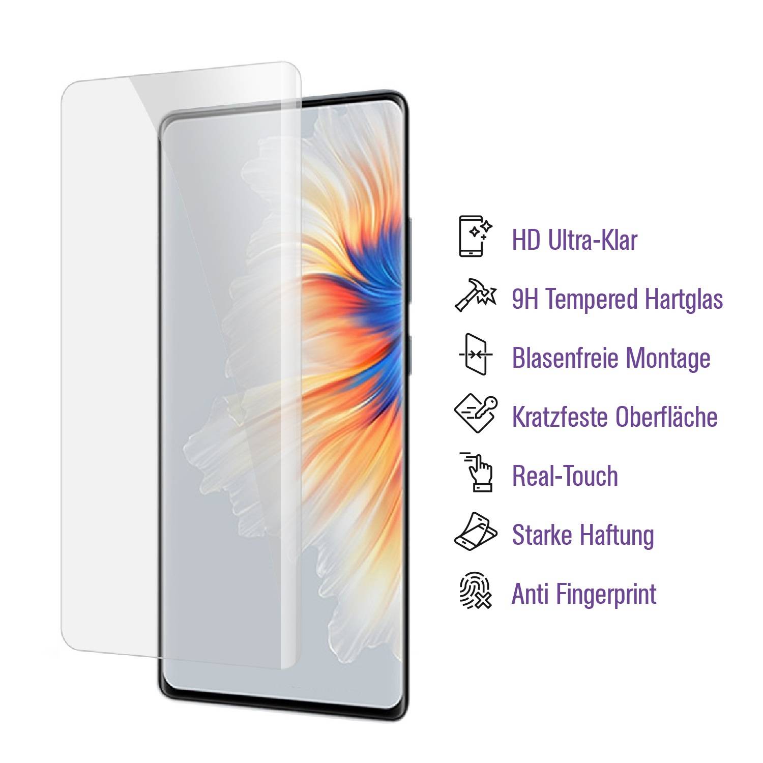 1x UV-Liquid 9H Panzerglas für Xiaomi Mi Mix 4 3D KLAR echtes Tempered Panzerhartglas Schutzglas Displayschutz Panzerfolie Schutzfolie Screen