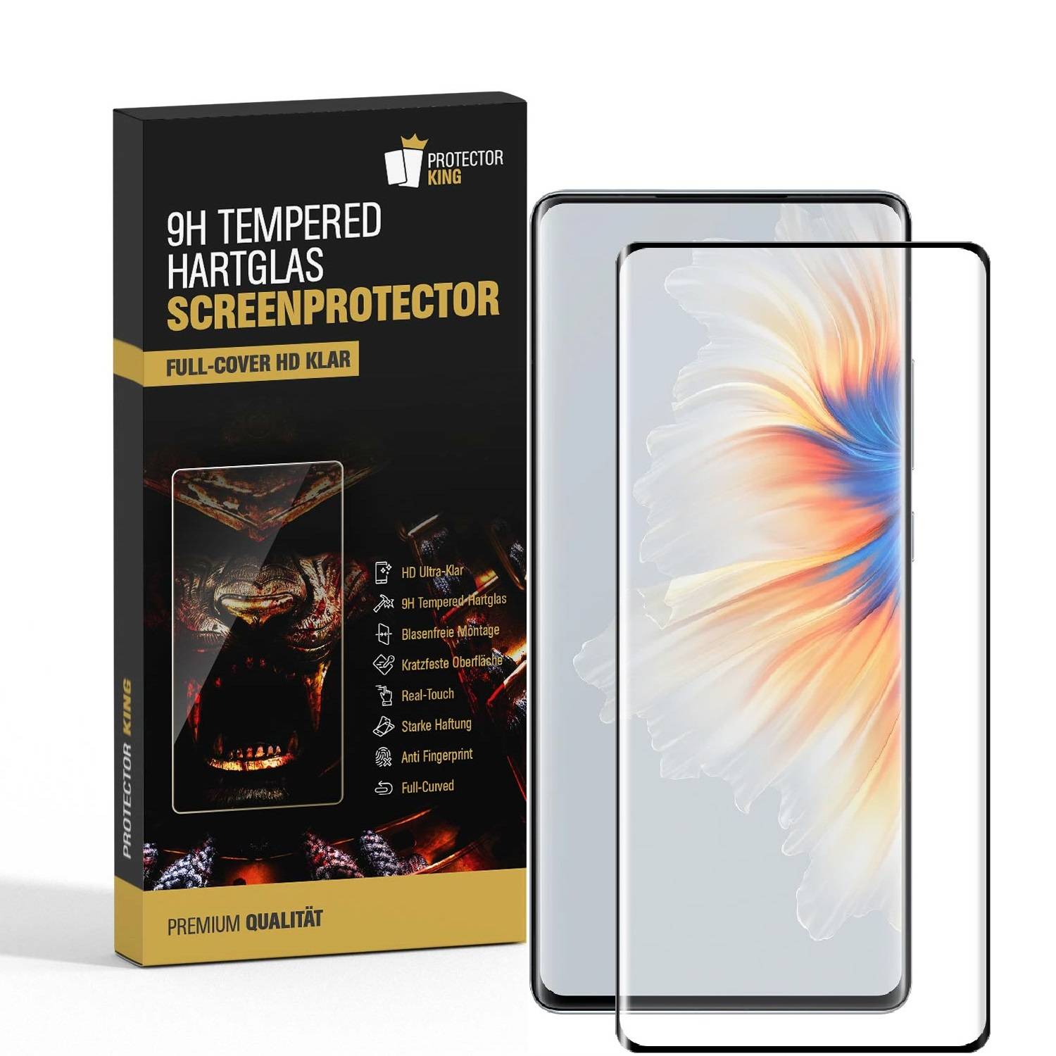 1x 9H Hartglas für Xiaomi Mi Mix 4 FULL CURVED Panzerfolie Displayschutz SW KLAR Panzerglas Schutzglas Schutzfolie