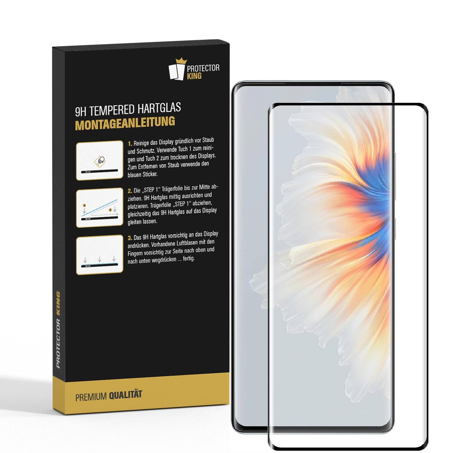 1x 9H Hartglas für Xiaomi Mi Mix 4 FULL CURVED Panzerfolie Displayschutz SW KLAR Panzerglas Schutzglas Schutzfolie