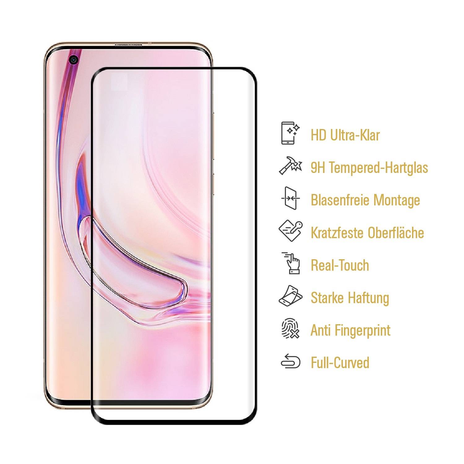 6x 9H Hartglas für Xiaomi Mi 10 Ultra FULL COVER Panzerfolie Displayschutz KLAR SW Panzerglas Schutzglas Schutzfolie