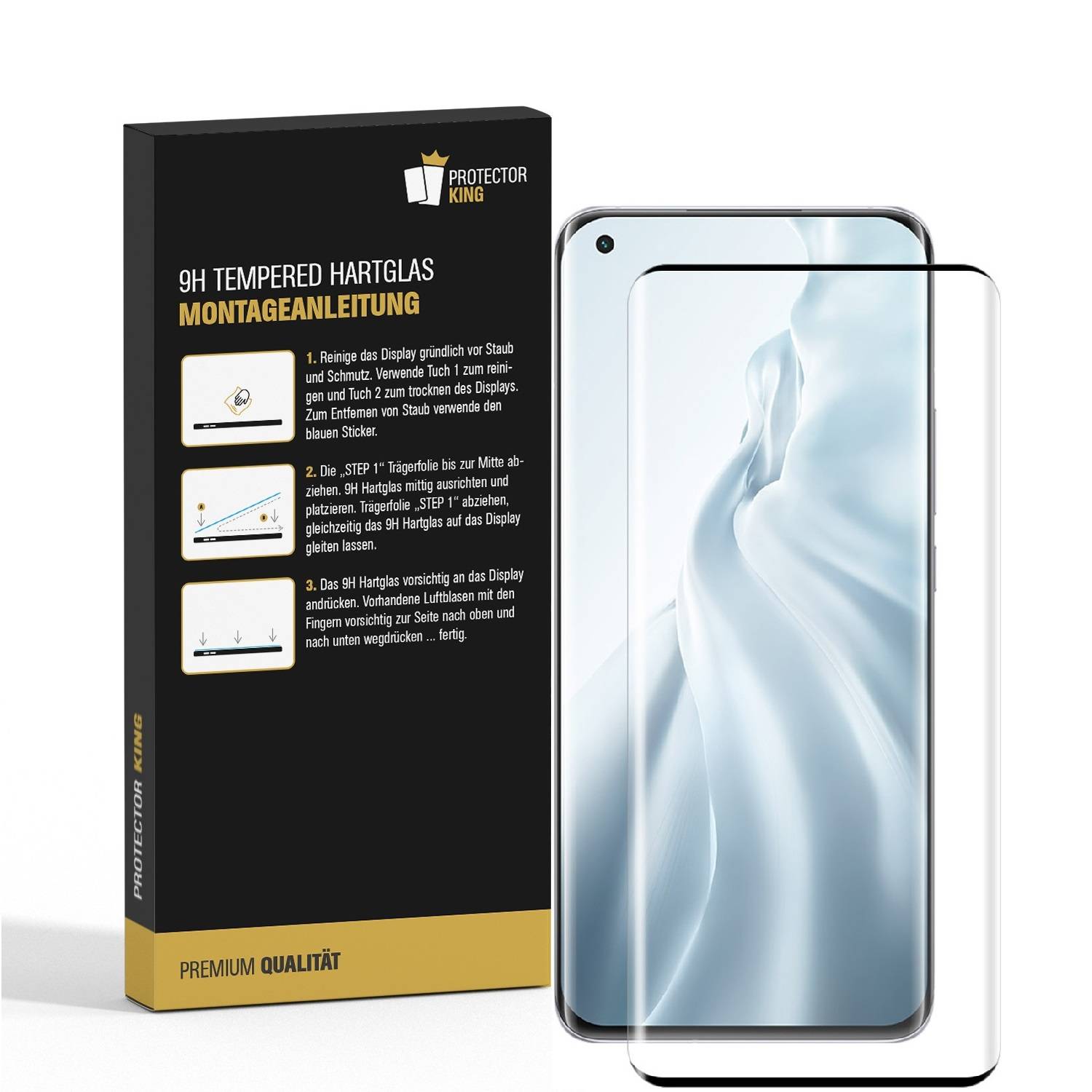 4x 9H Panzerglas für Xiaomi Mi 11 FULL CURVED Displayschutz Schutzglas Panzerfolie Schutzfolie Displayglas Hartglas echtes Tempered Sicherheitsglas