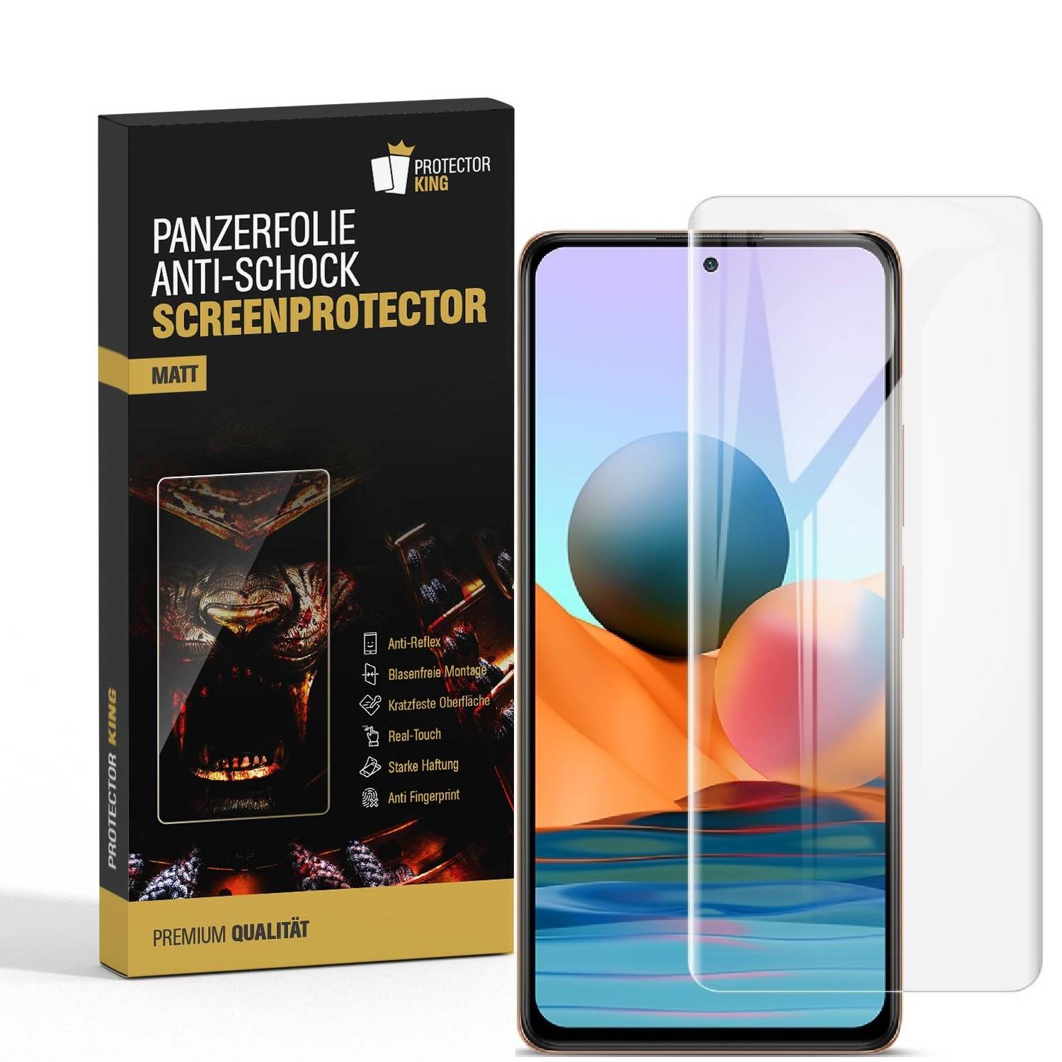2x Panzerfolie für Xiaomi Redmi Note 10 ANTI-REFLEX Displayschutz Schutzfolie MATT