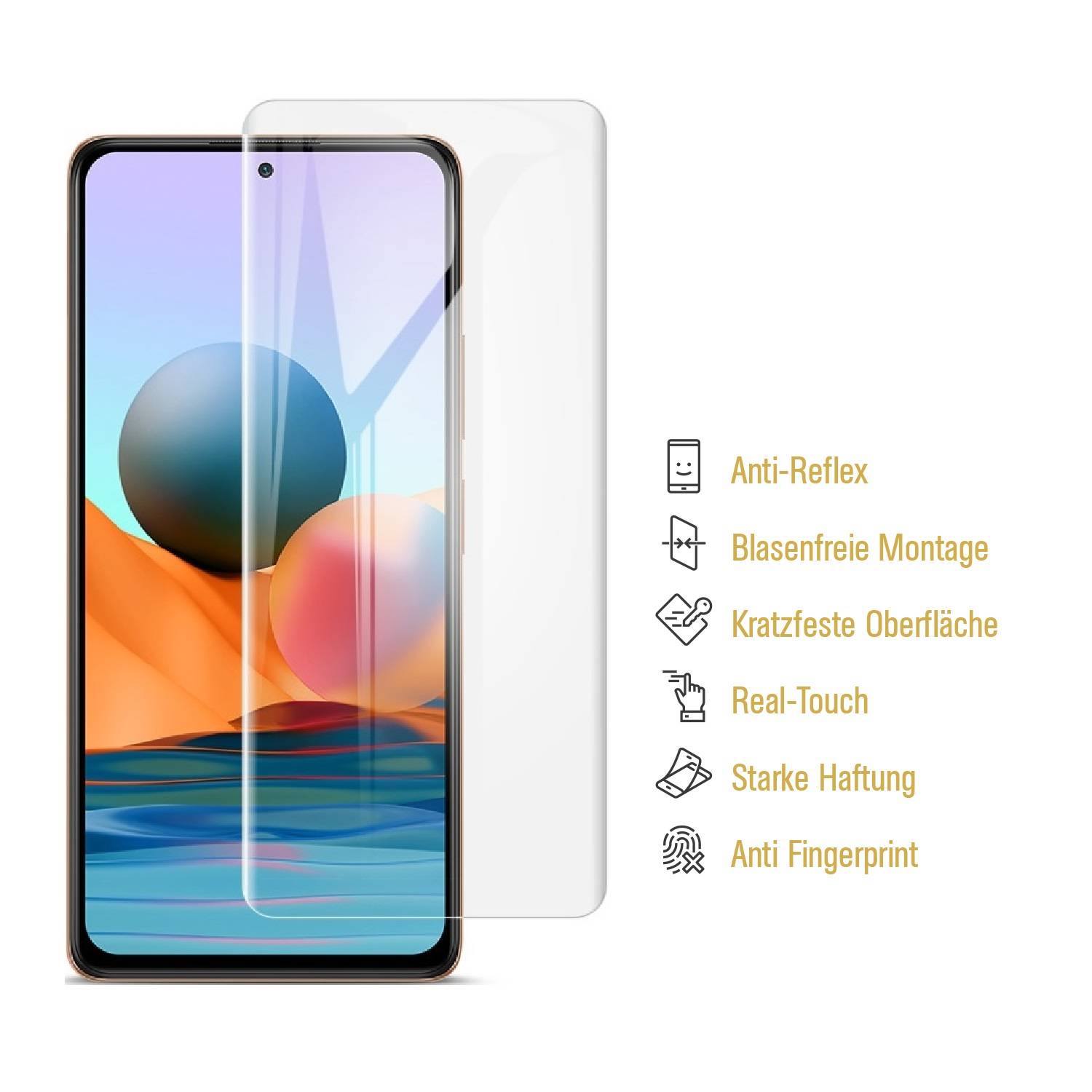 2x Panzerfolie für Xiaomi Redmi Note 10 ANTI-REFLEX Displayschutz Schutzfolie MATT