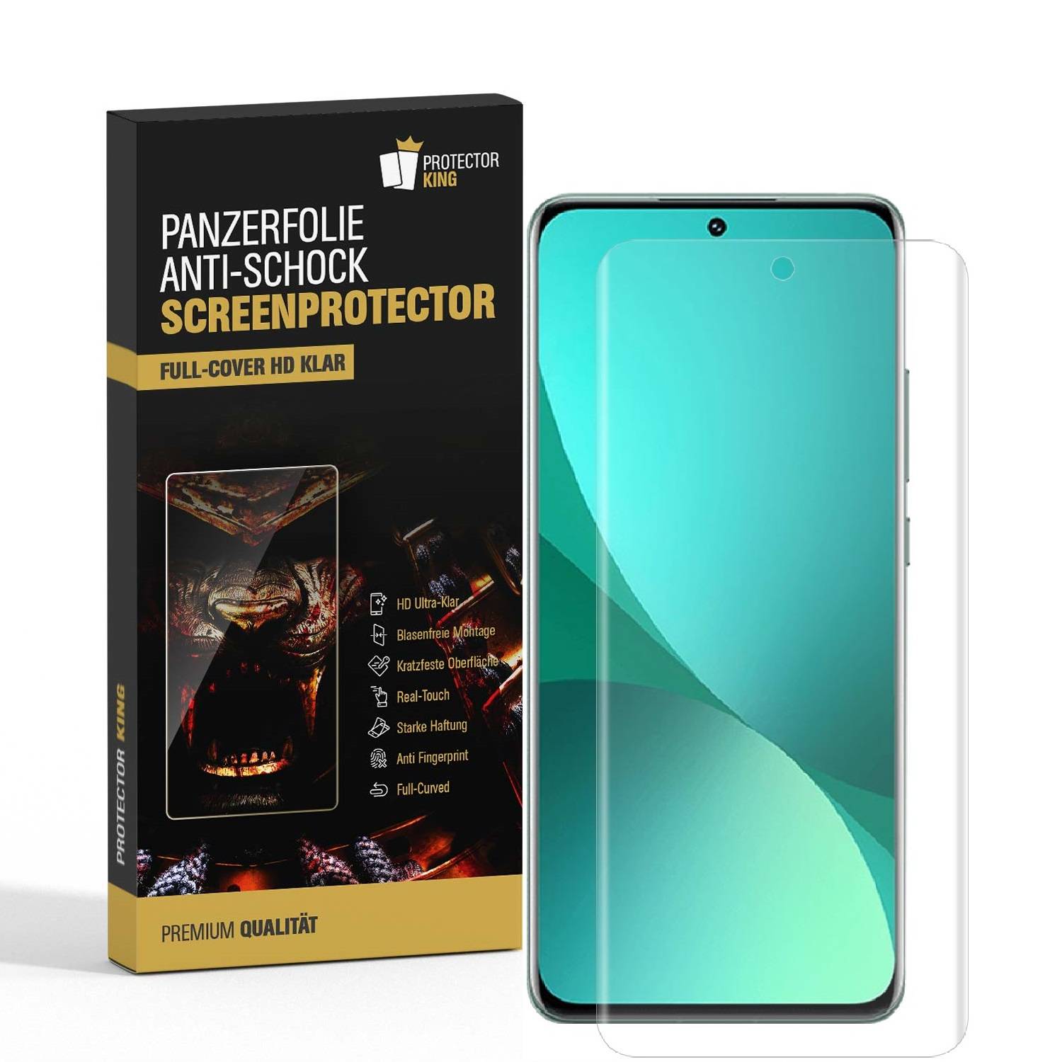 6x Panzerfolie für Xiaomi 12 FULL CURVED Displayschutz Schutzfolie KLAR/ ANTI-SHOCK/ ANTI-KRATZ/ ANTI-BRUCH/ ANTI-SCHMUTZ